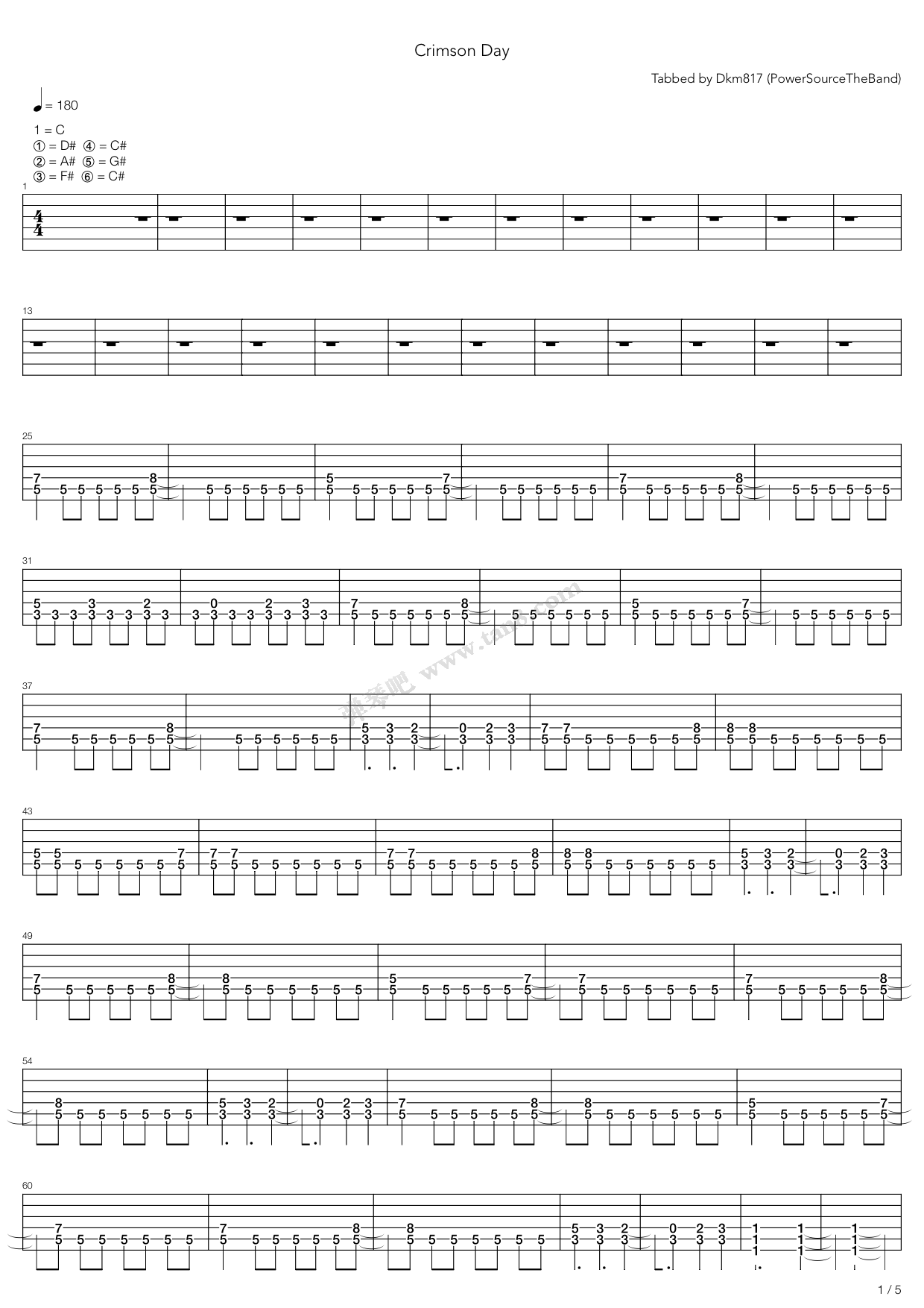 《coming home》,avenged sevenfold(六线谱 吉他谱吉他谱 第1页