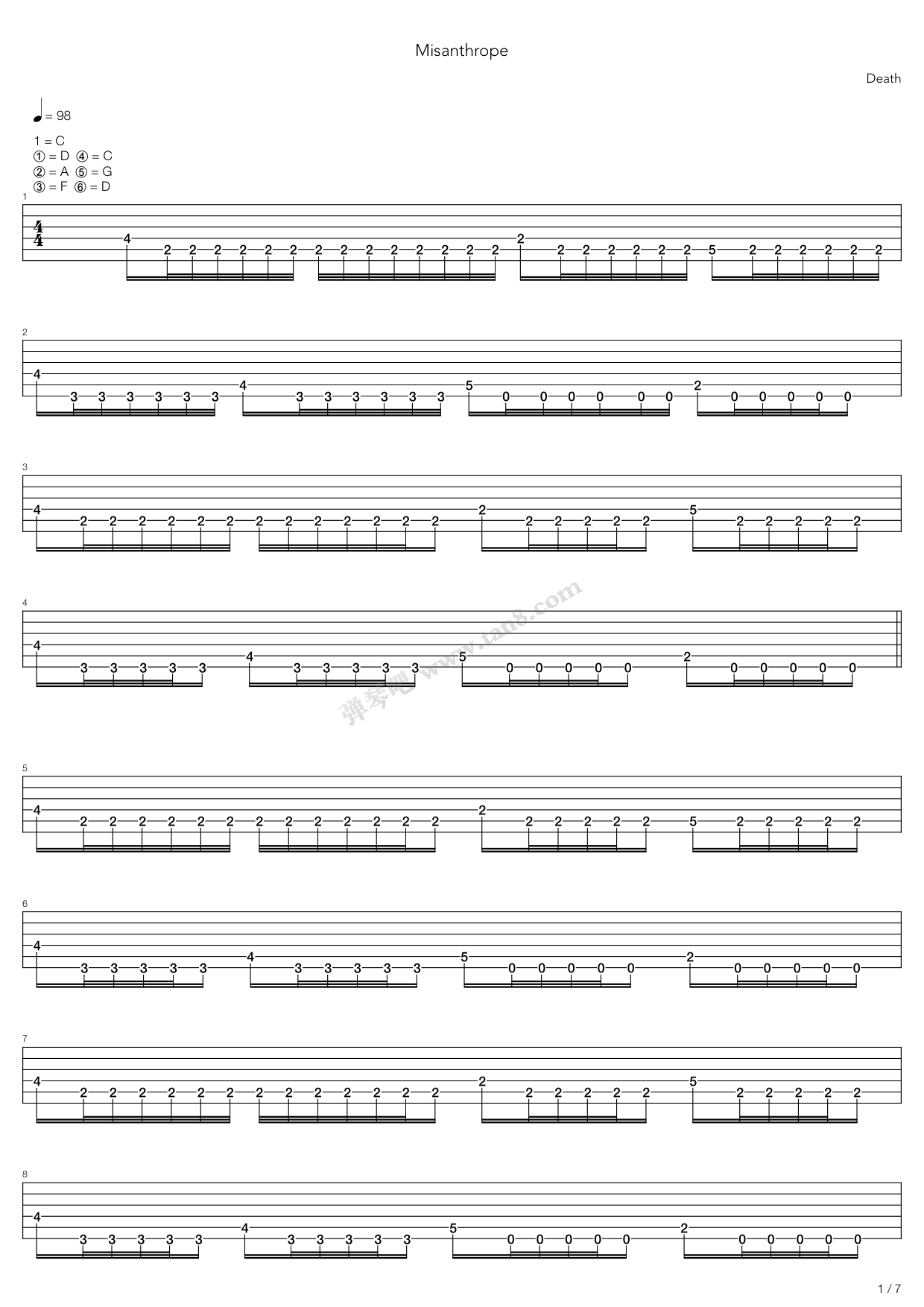 《misanthrope》,death(六线谱 吉他谱吉他谱 第1页