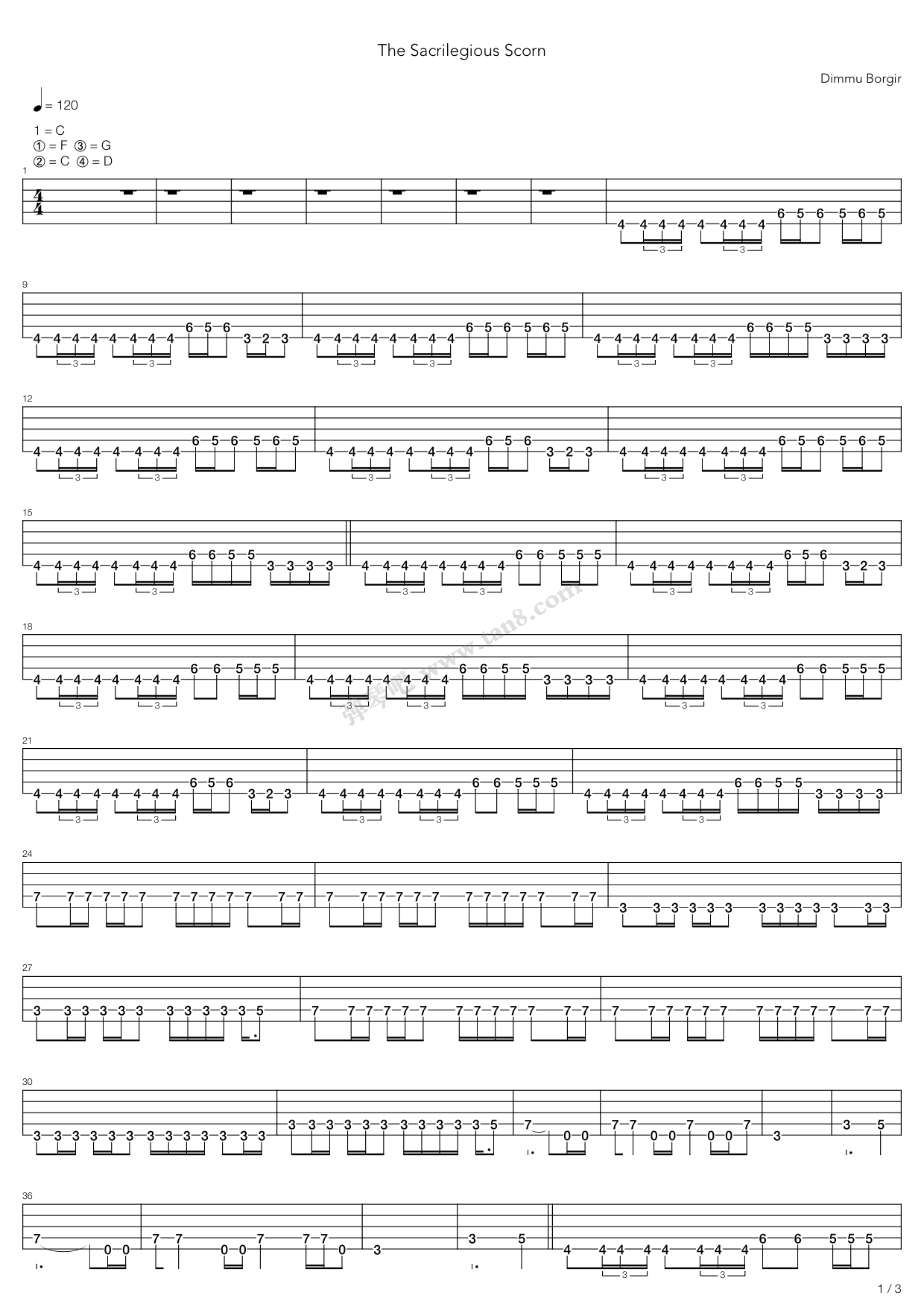 sacrilegious scorn 吉他谱-虫虫吉他谱免费下载
