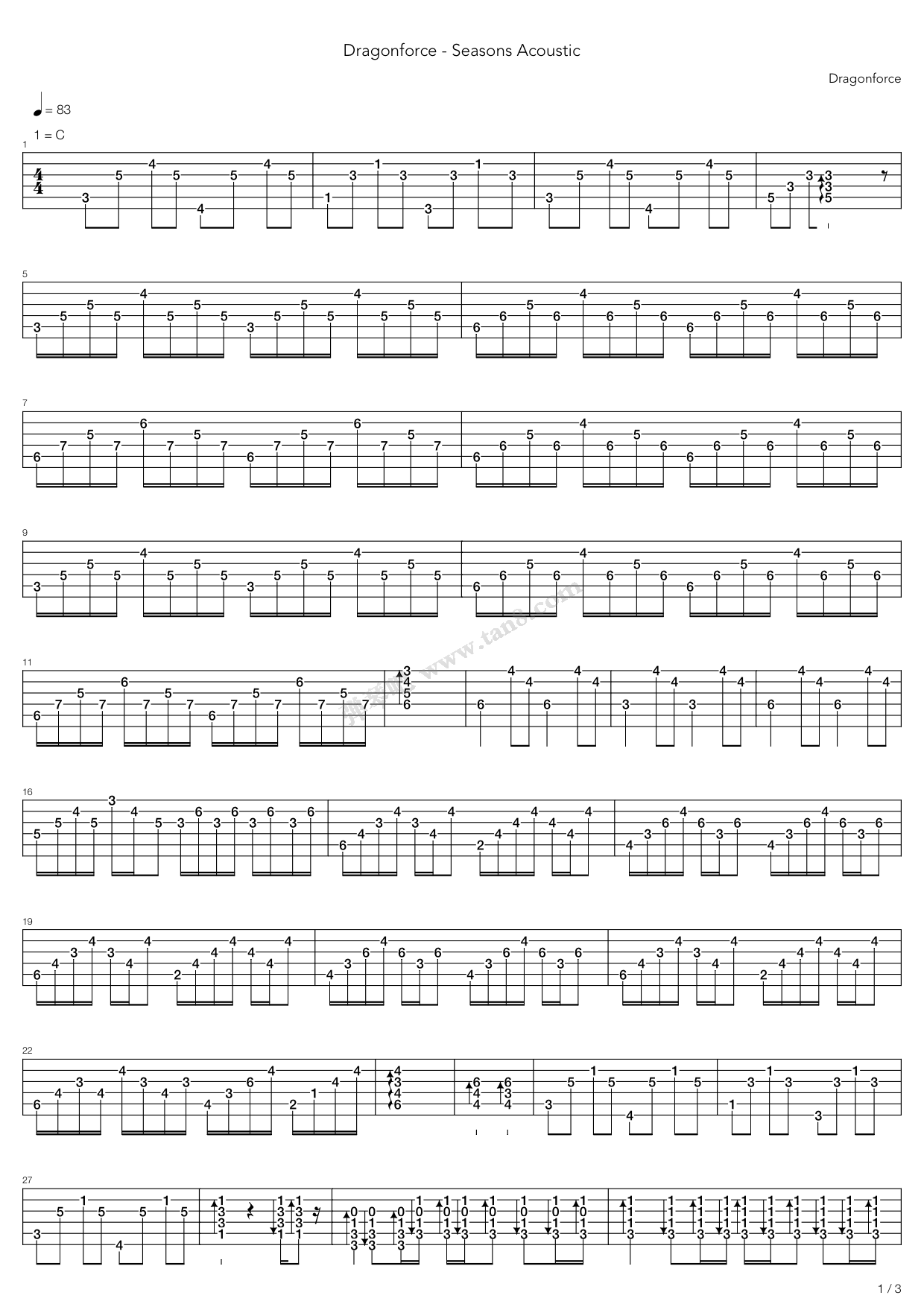 《seasons》,dragonforce(六线谱 吉他谱吉他谱 第3页