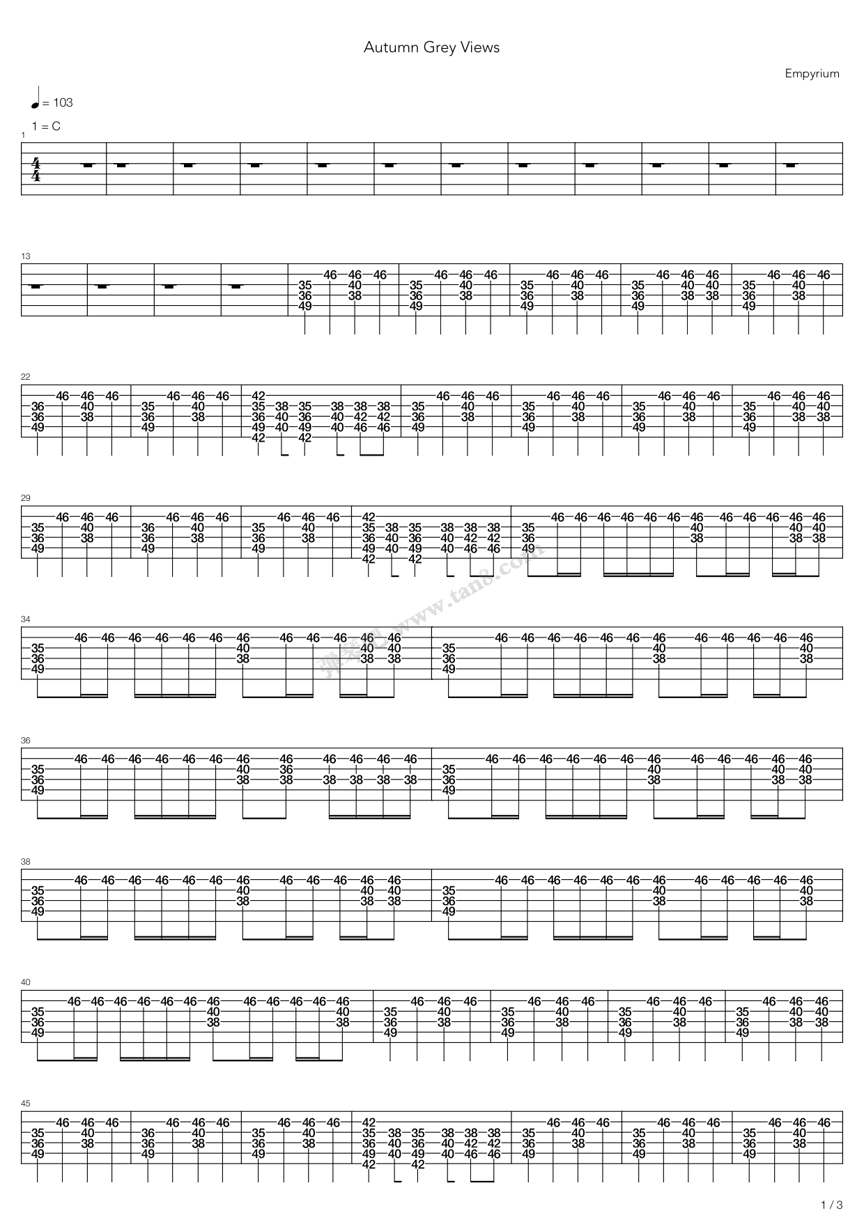 autumn grey views 吉他谱-虫虫吉他谱免费下载