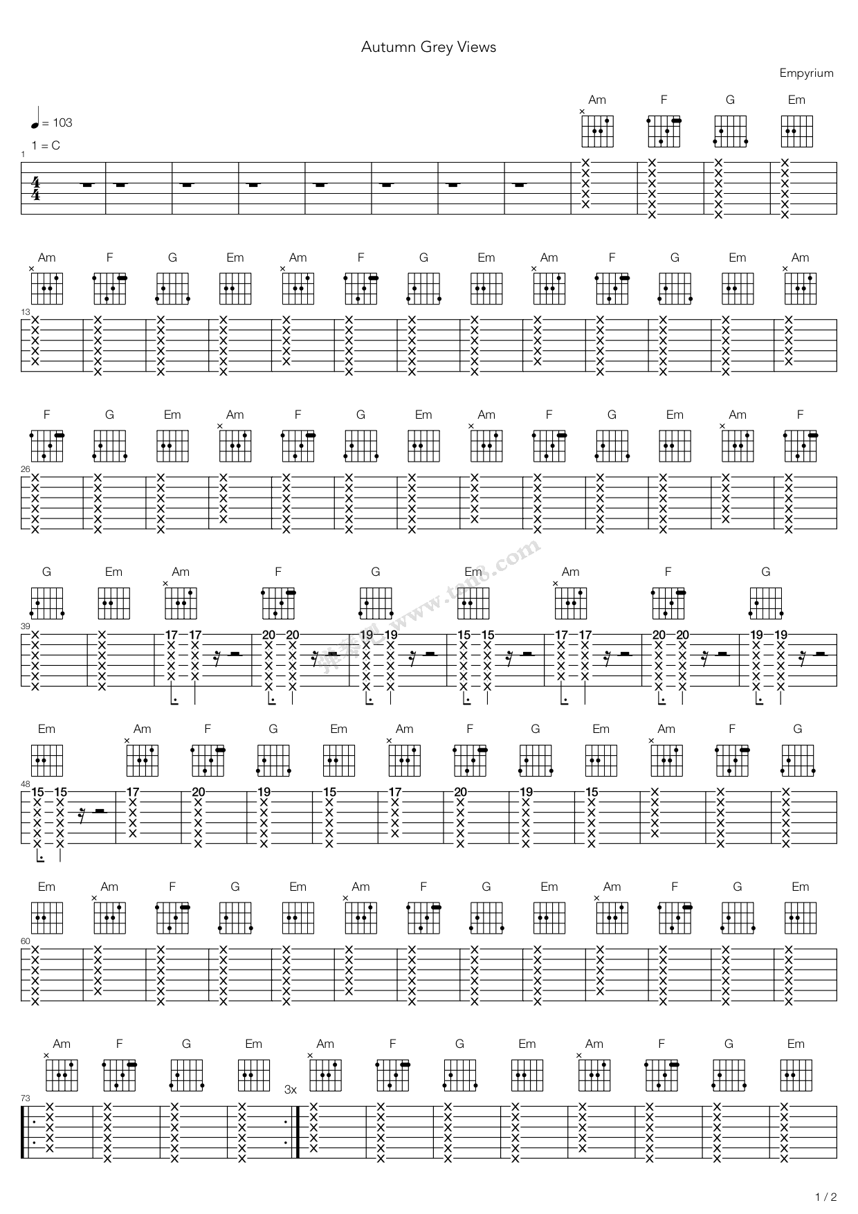 autumn grey views 吉他谱-虫虫吉他谱免费下载