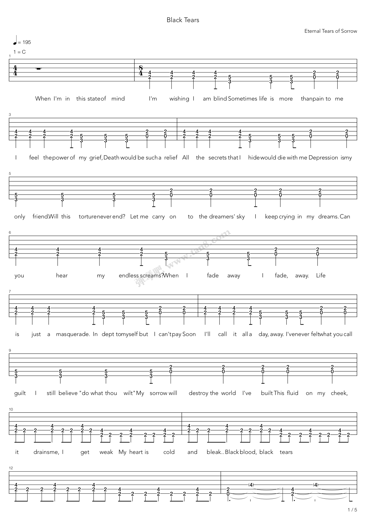 Black Tears 吉他谱虫虫吉他谱免费下载