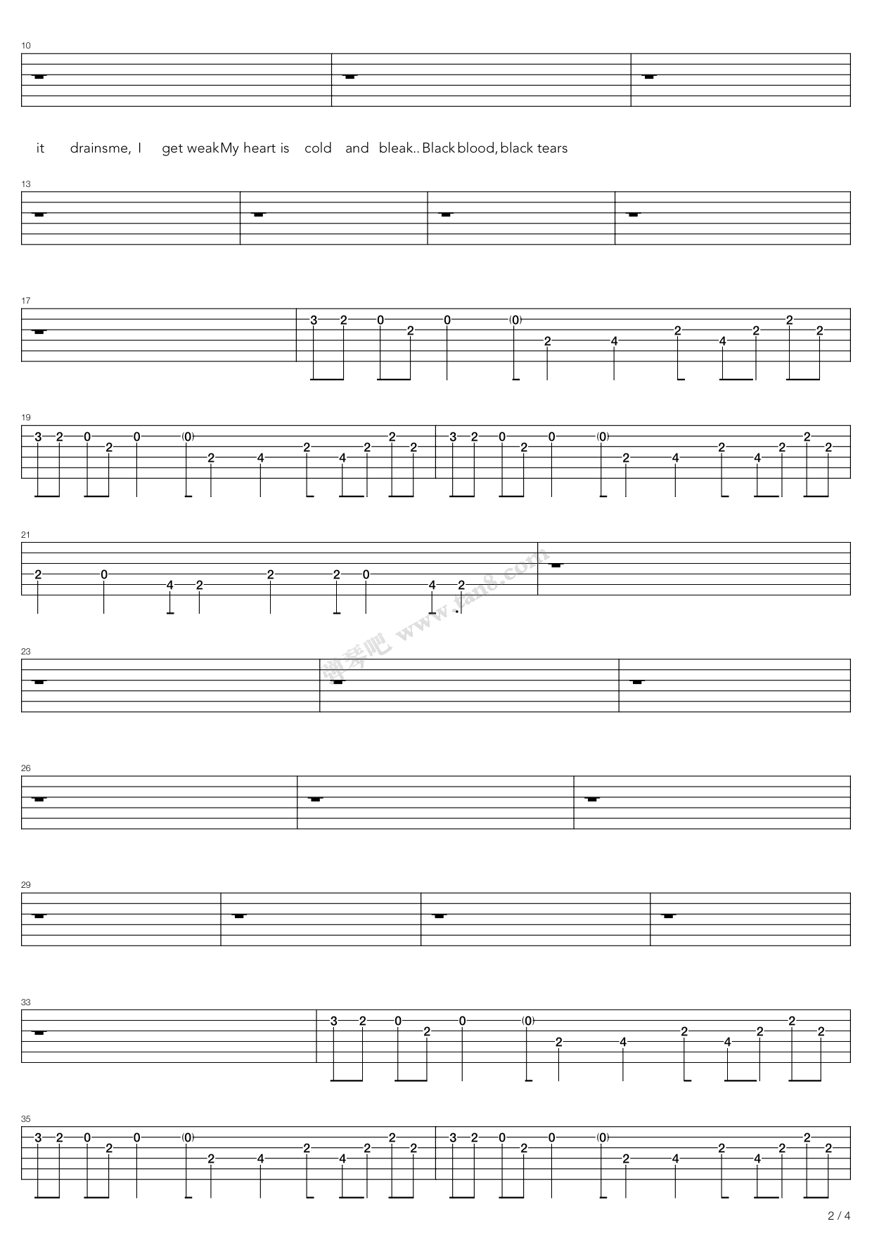 Black Tears 吉他谱虫虫吉他谱免费下载