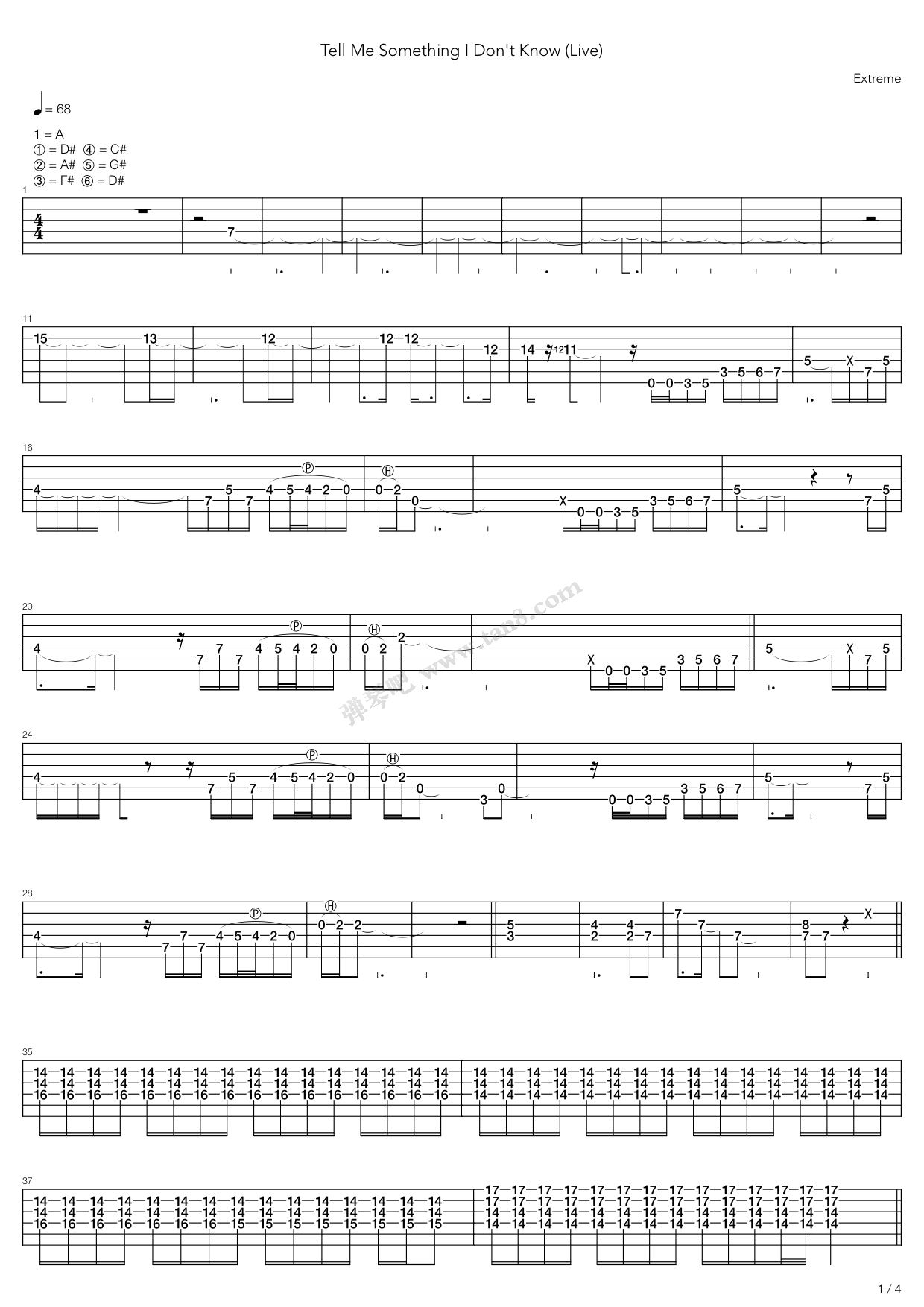 《tell me something i dont know》,extreme(六线谱 吉他谱吉他谱 第