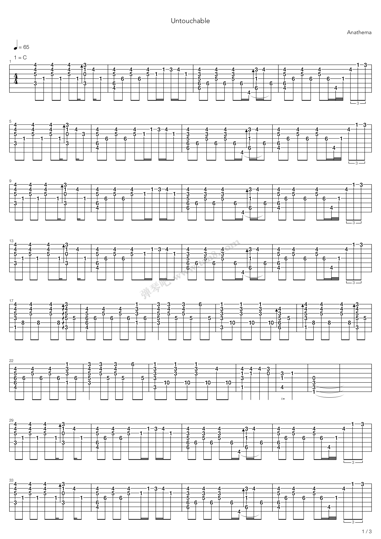 untouchable part 2 吉他谱-虫虫吉他谱免费下载