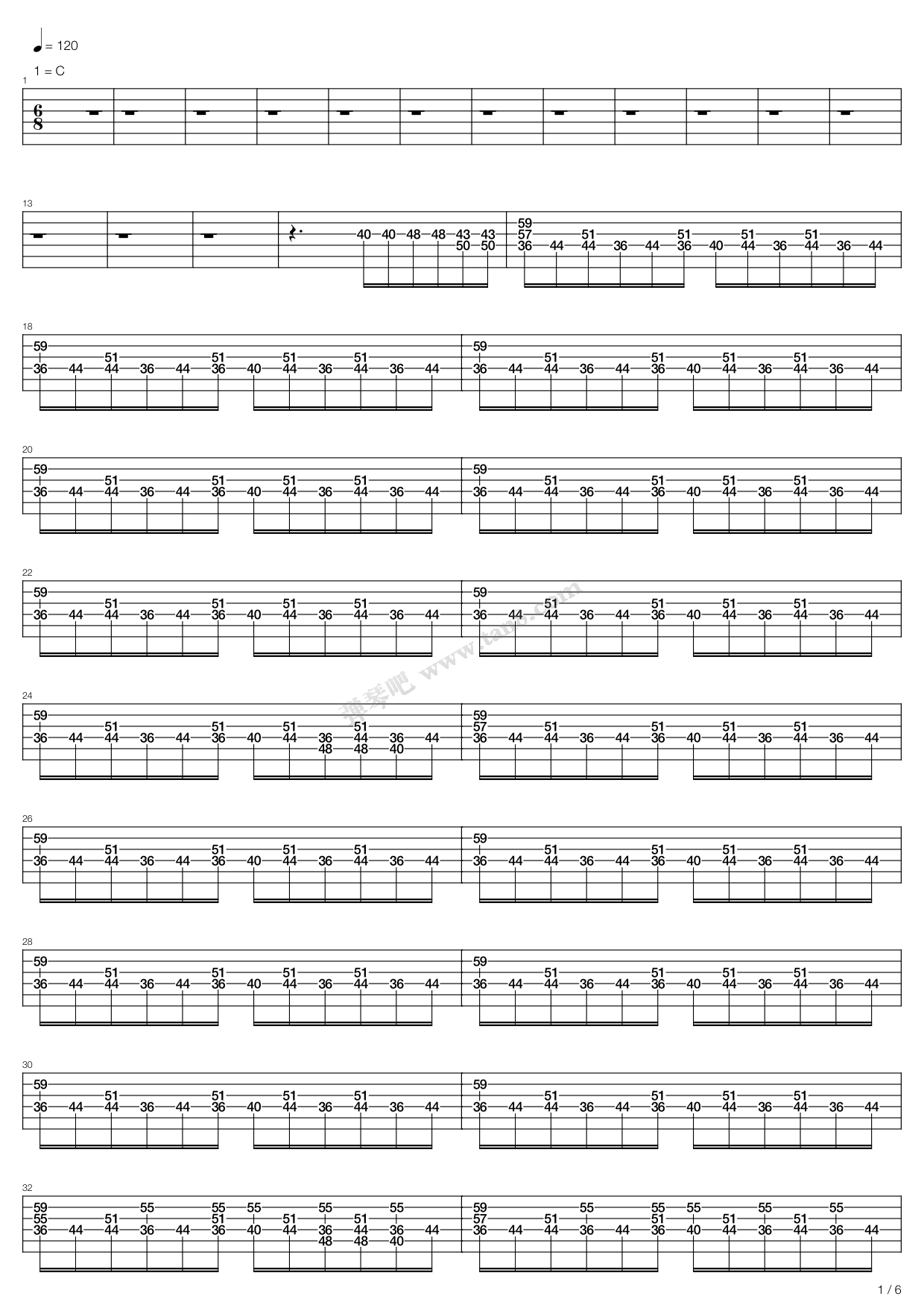 《dusk》,anathema(六线谱 吉他谱吉他谱 第7页