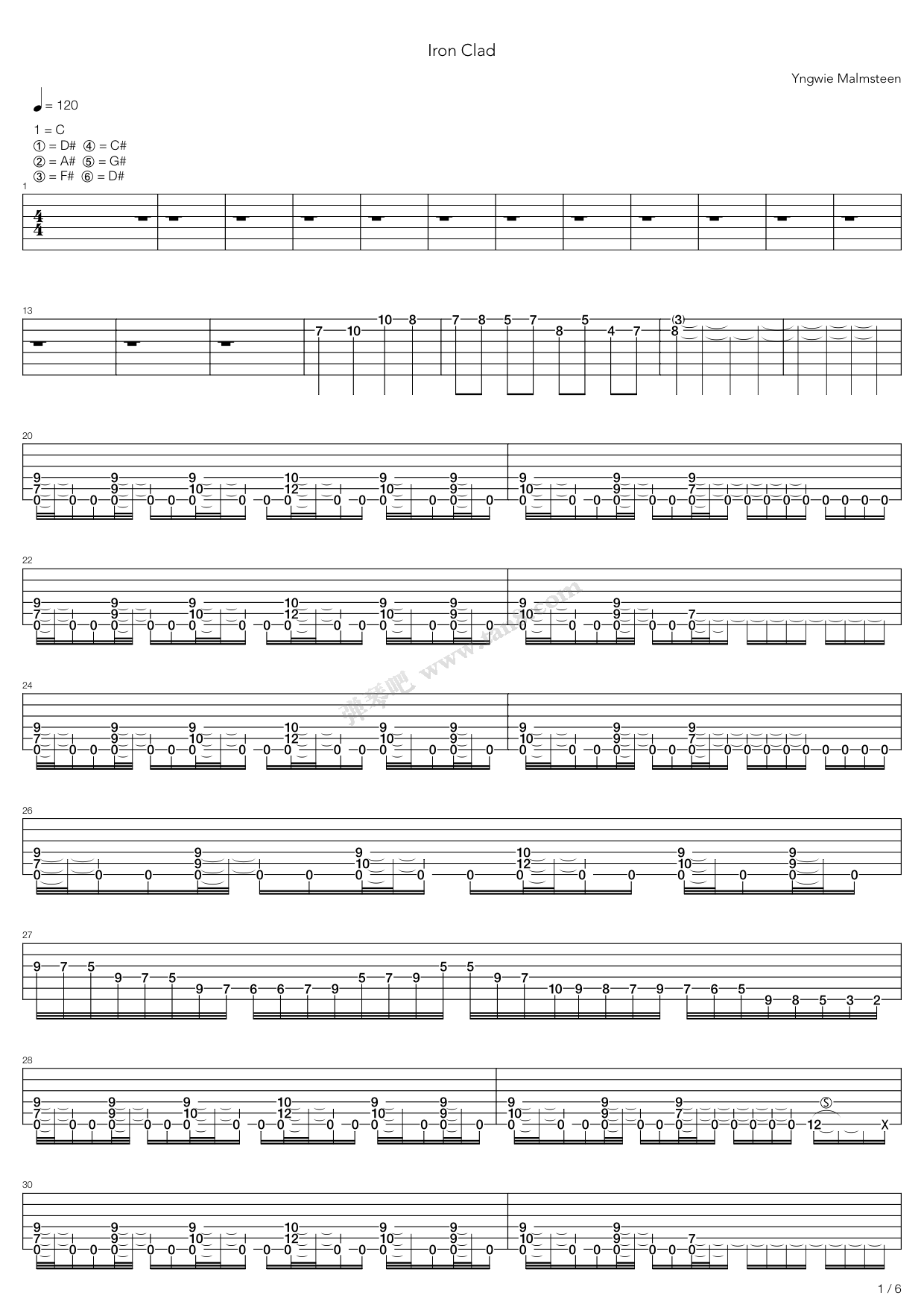 iron clad 吉他谱-虫虫吉他谱免费下载