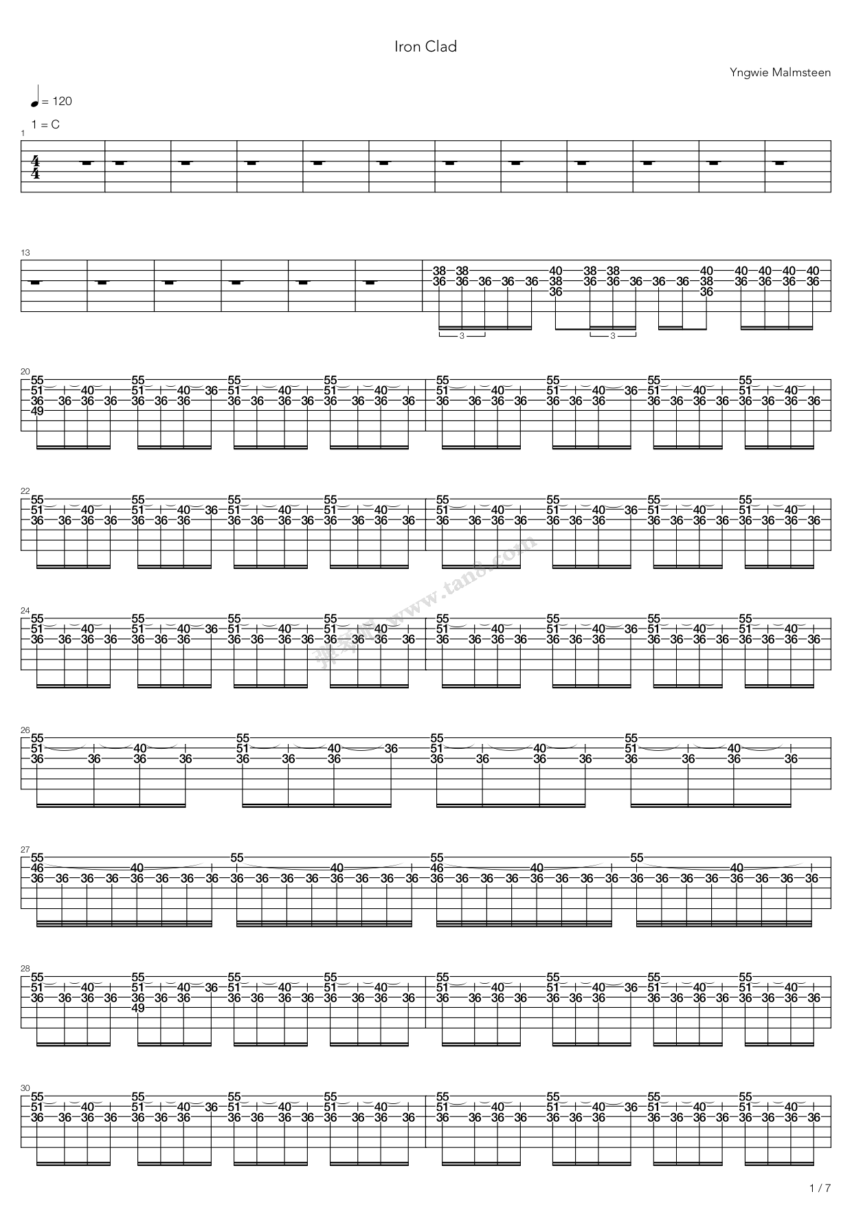 iron clad 吉他谱-虫虫吉他谱免费下载