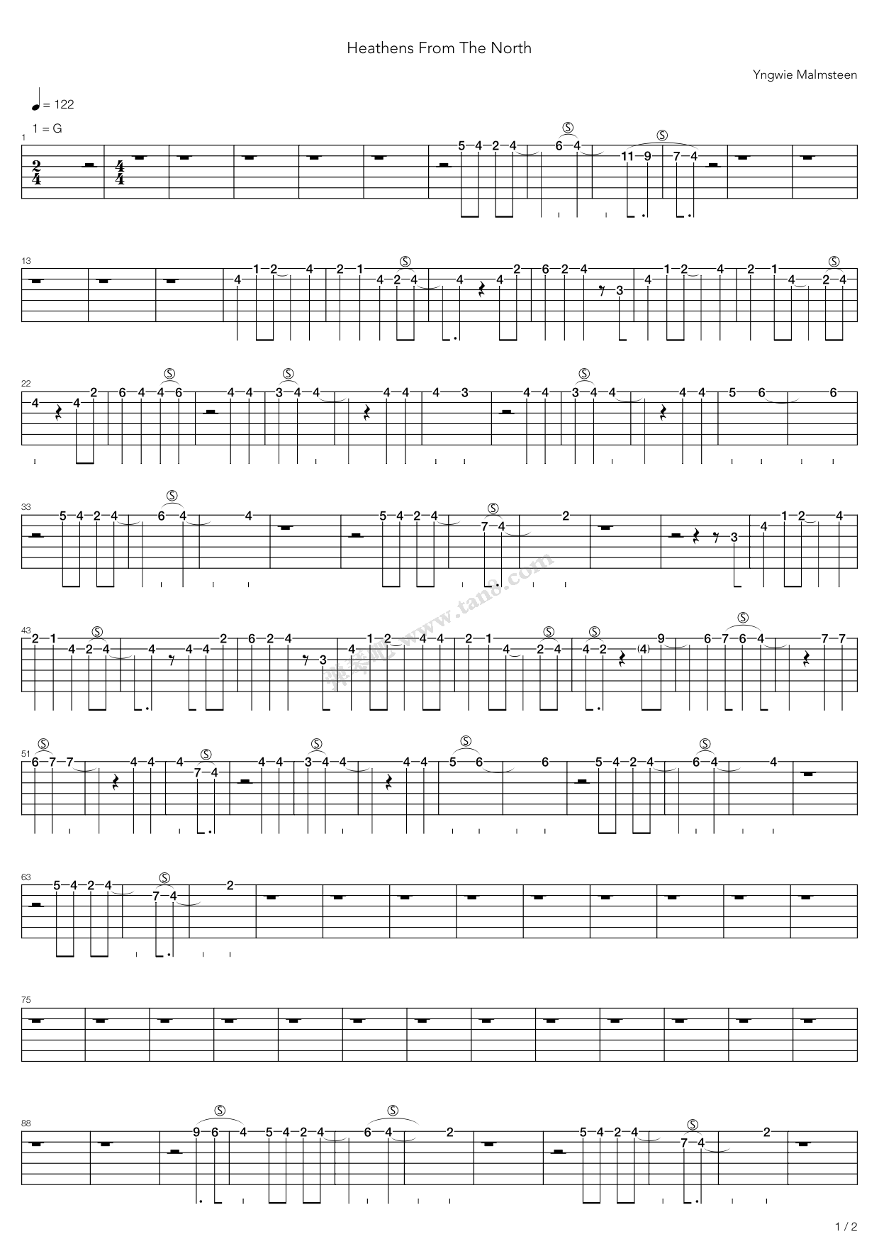 《heathens from the north》,yngwie malmsteen(六线谱 吉他谱吉他谱