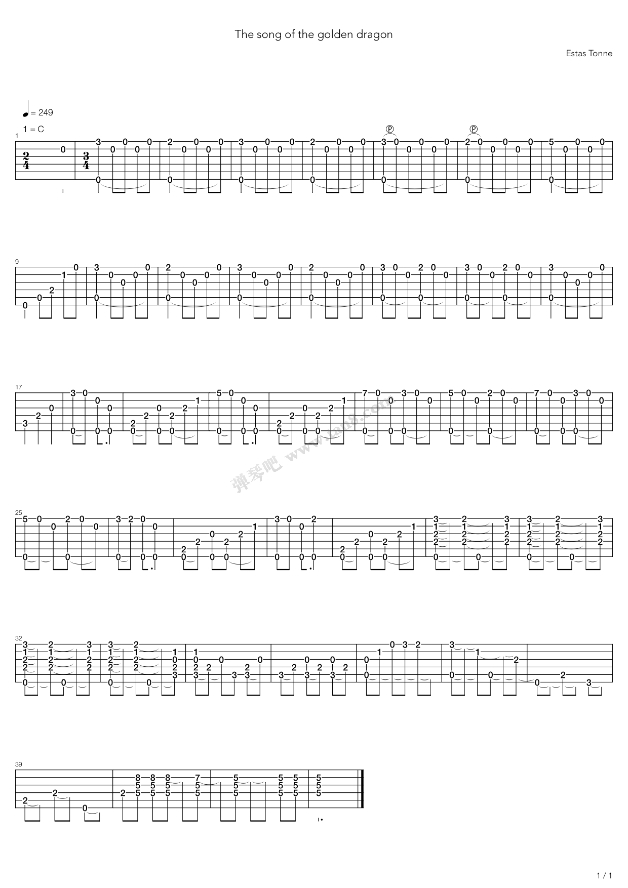 estas tonne(六线谱 吉他谱吉他谱 第1页