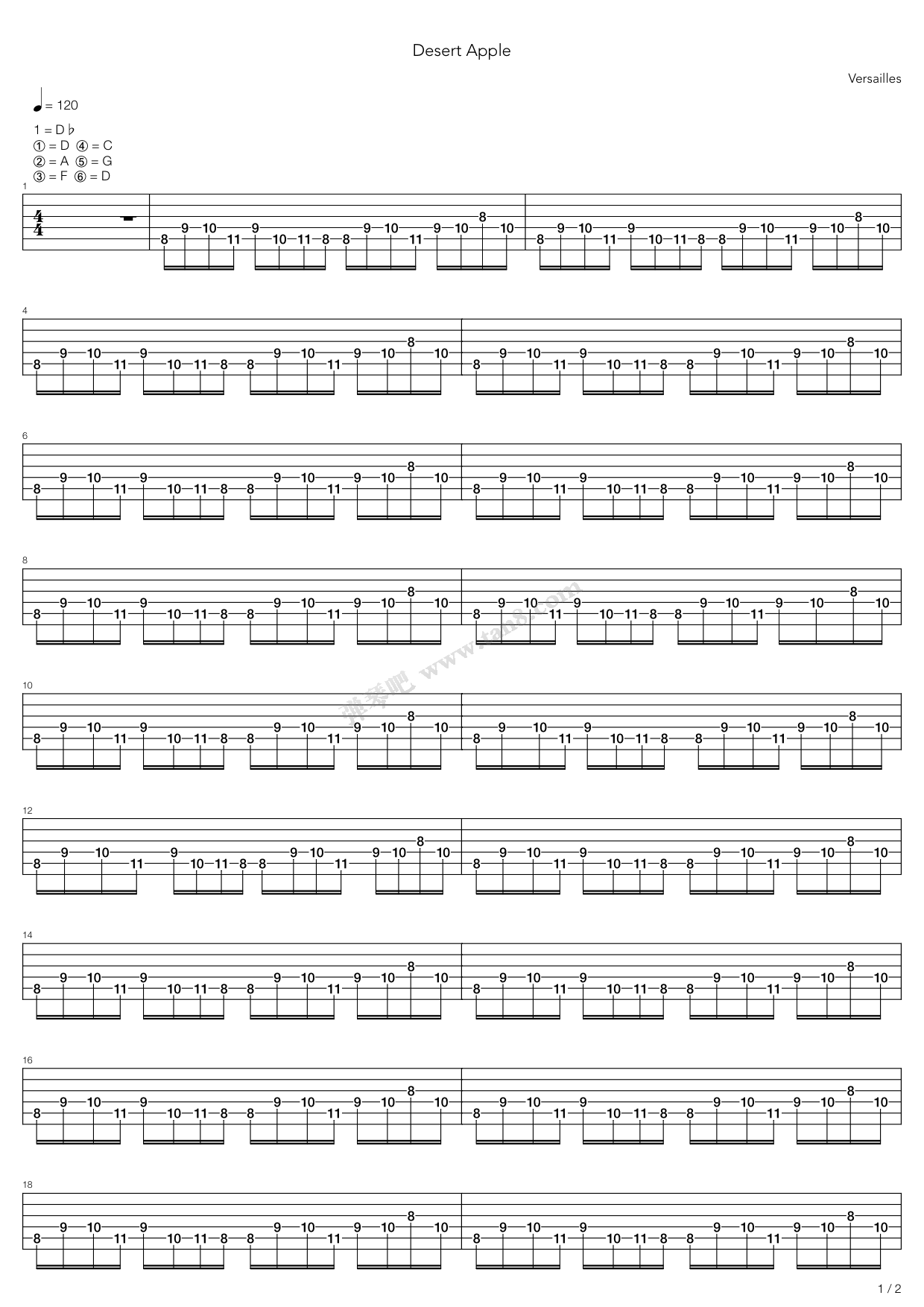 《desert apple》,versailles(六线谱 吉他谱吉他谱 第1页