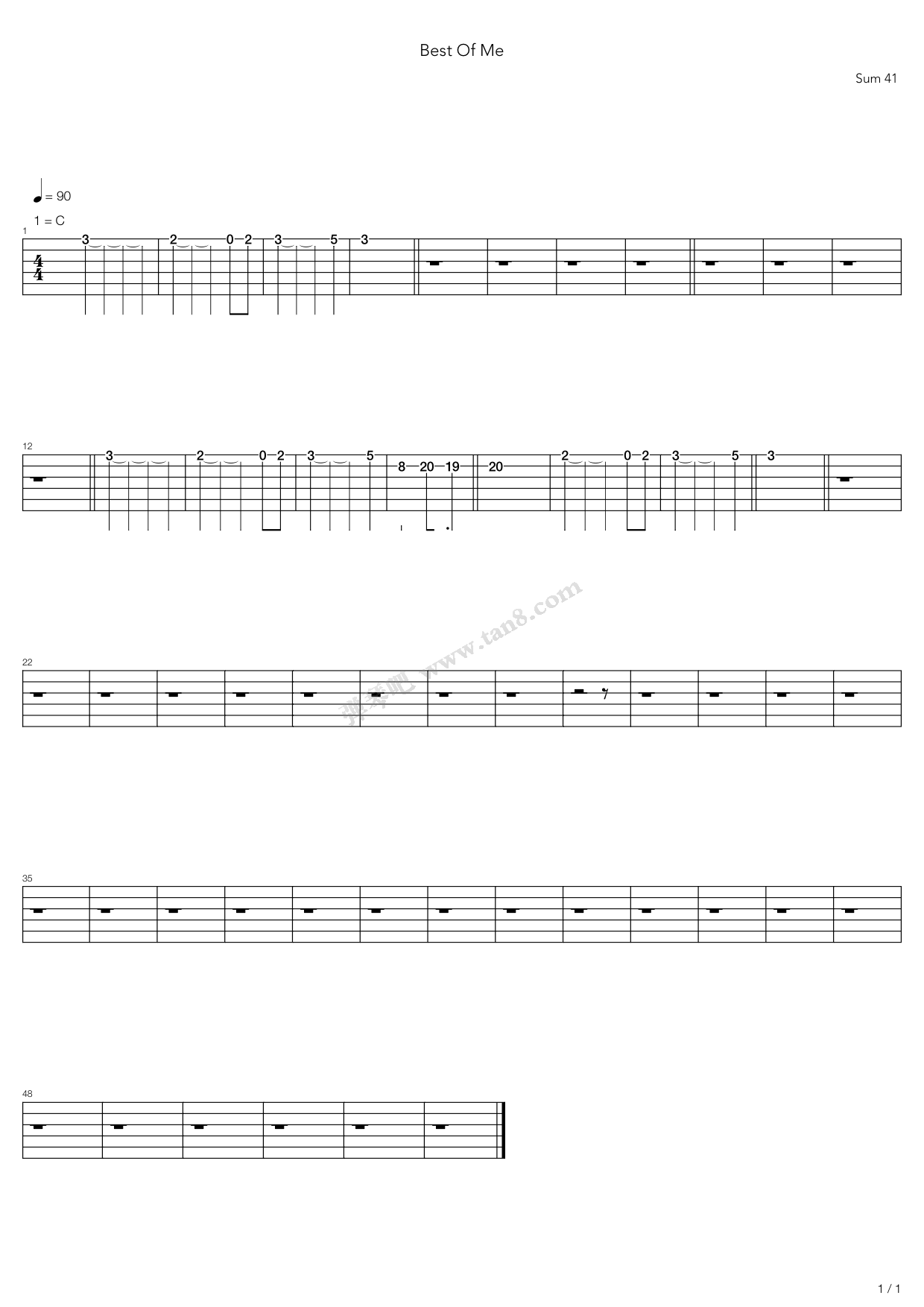 best of me 吉他谱-虫虫吉他谱免费下载