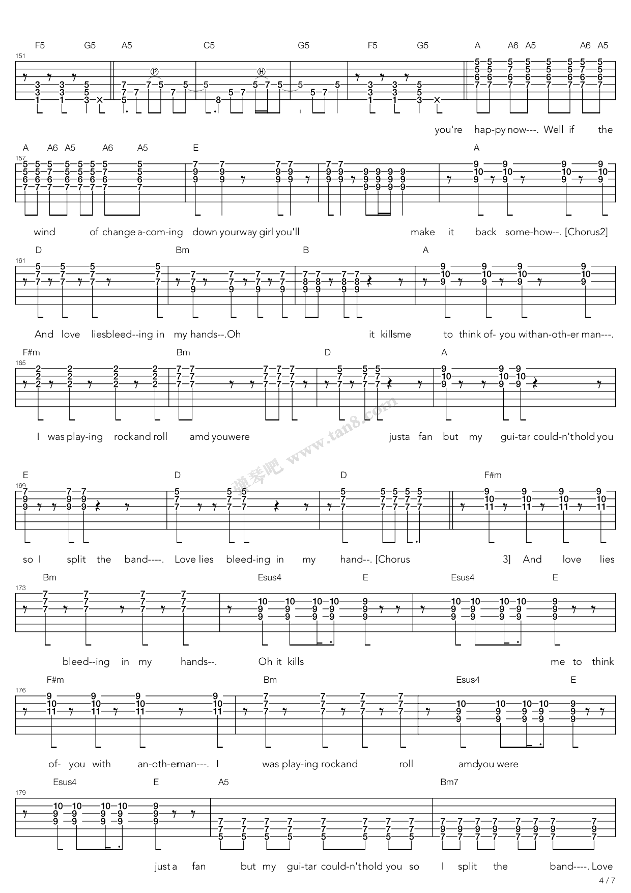 funeral for a friend love lies bleeding 吉他谱-虫虫吉他谱免费