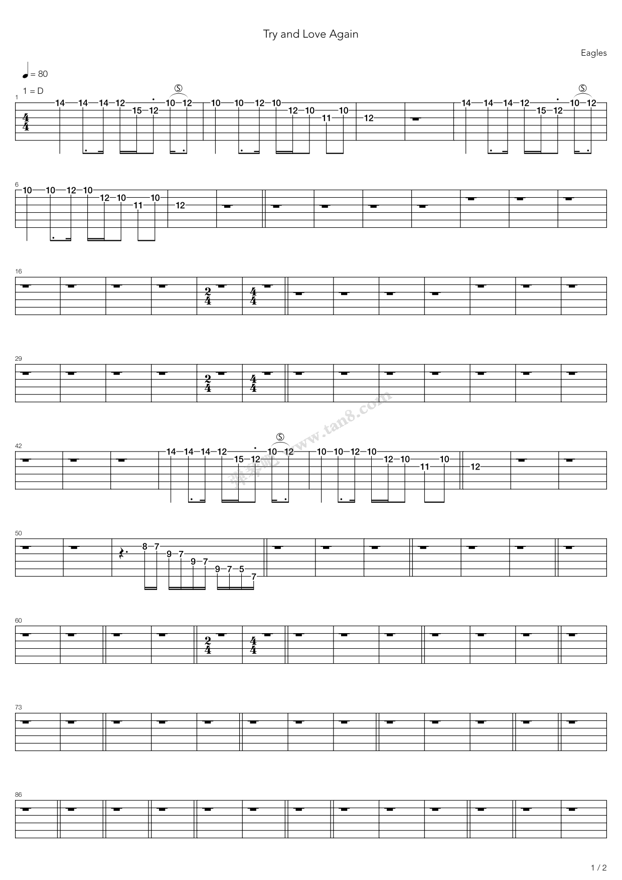 try and love again 吉他谱-虫虫吉他谱免费下载