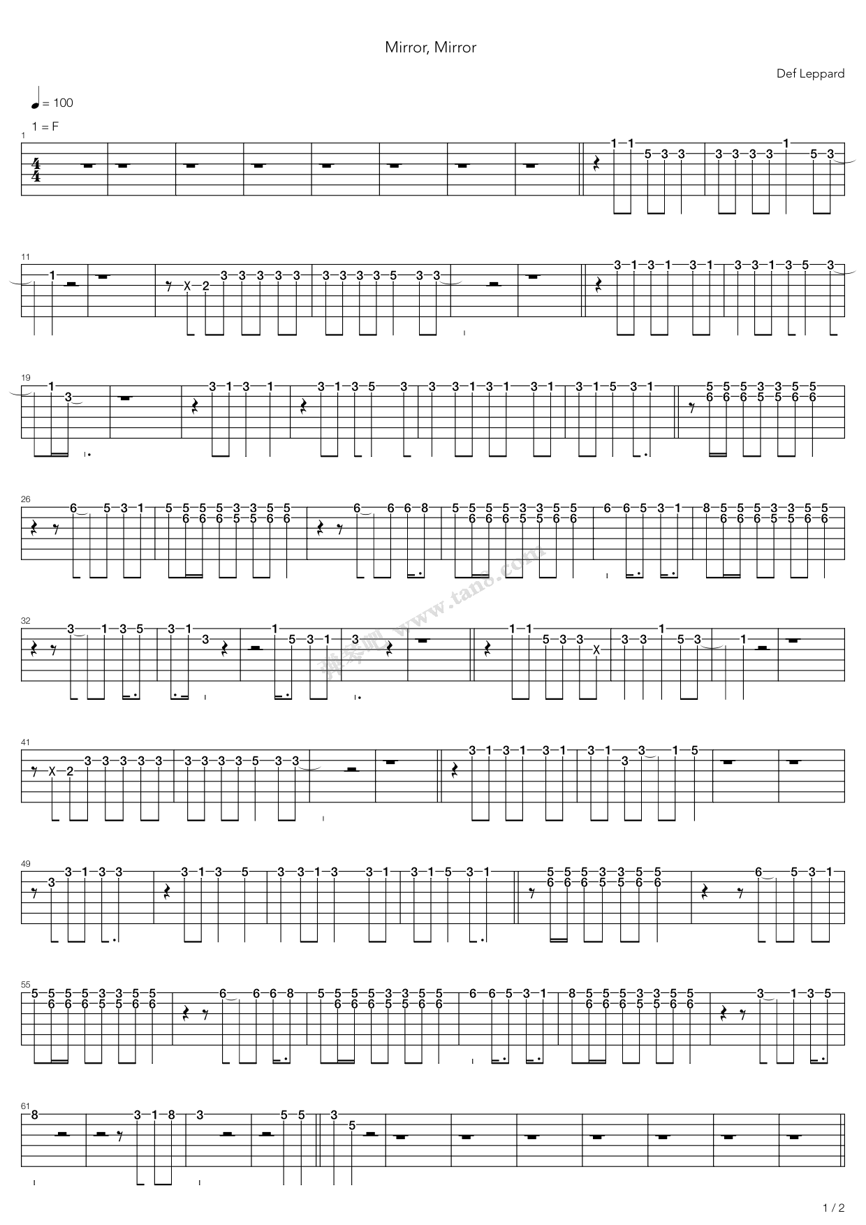 Mirror Mirror Look Into My Eyes 吉他谱虫虫吉他谱免费下载