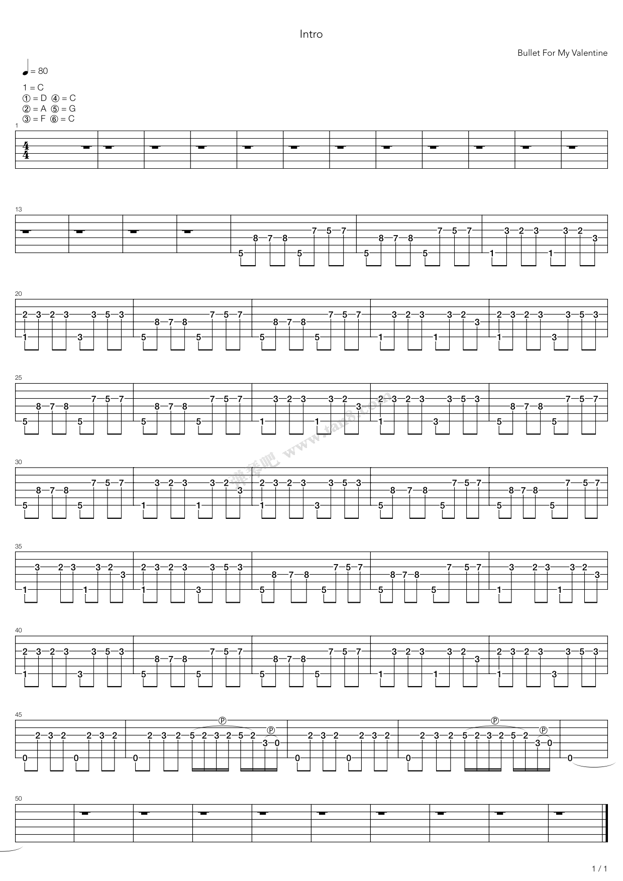 intro 吉他谱-虫虫吉他谱免费下载