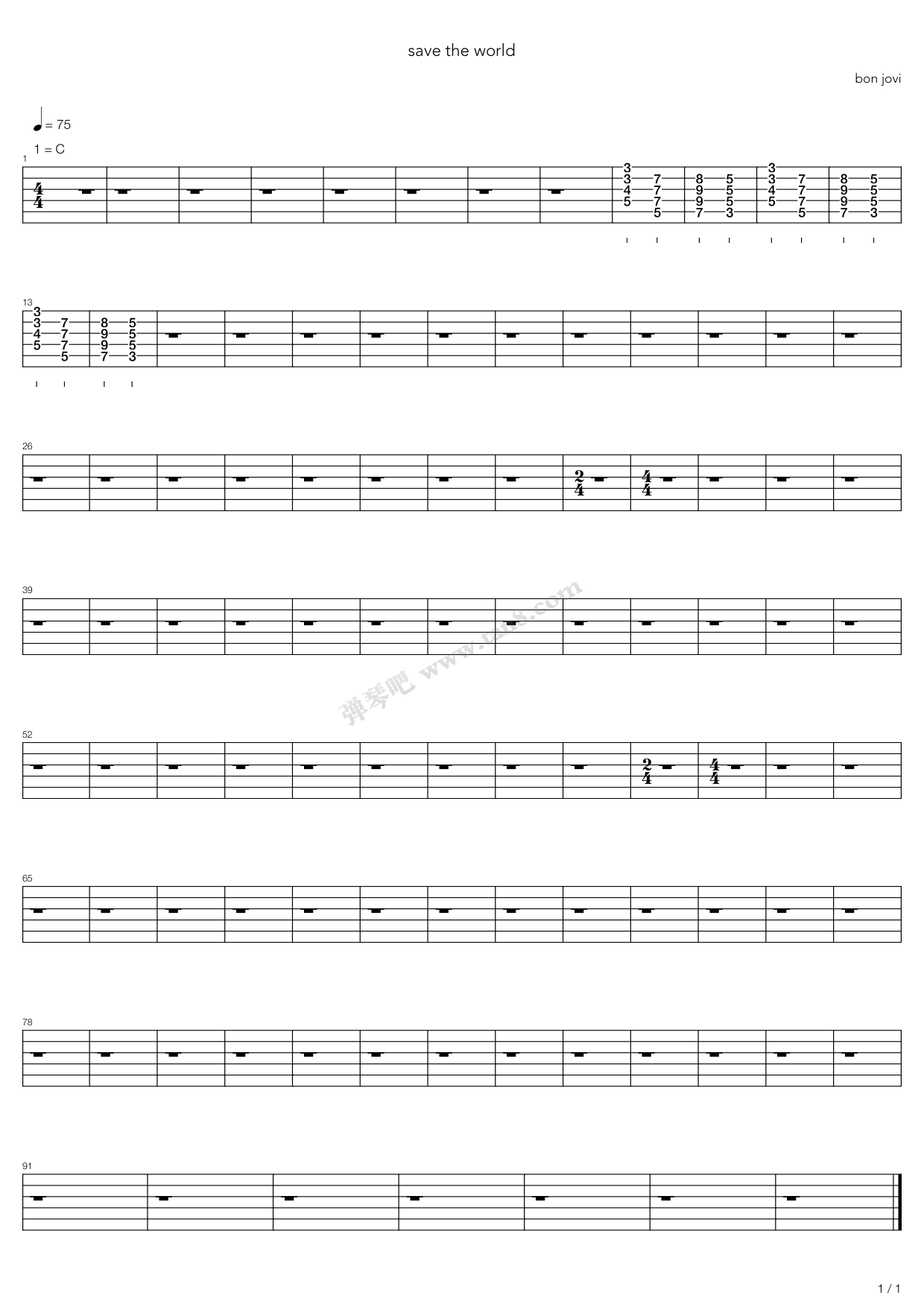 save the world 吉他谱-虫虫吉他谱免费下载