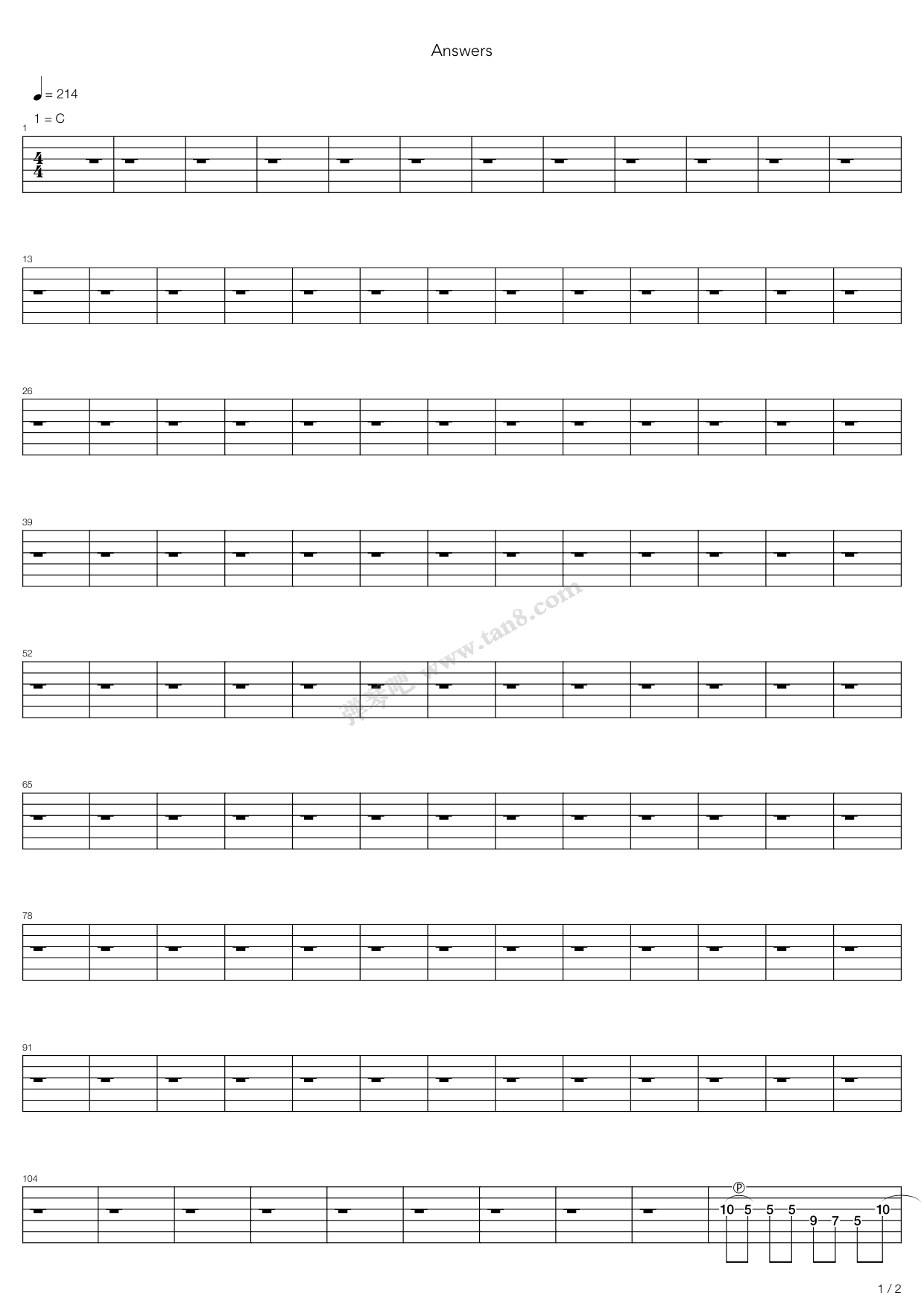 《answers》,steve vai(六线谱 吉他谱吉他谱 第14页