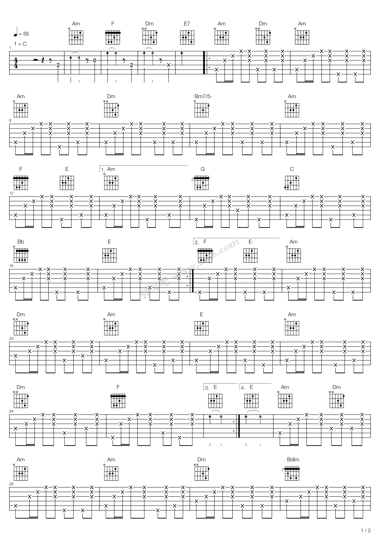 《教父 - 爱的细语》,nino rota(六线谱 吉他谱吉他谱 第1页