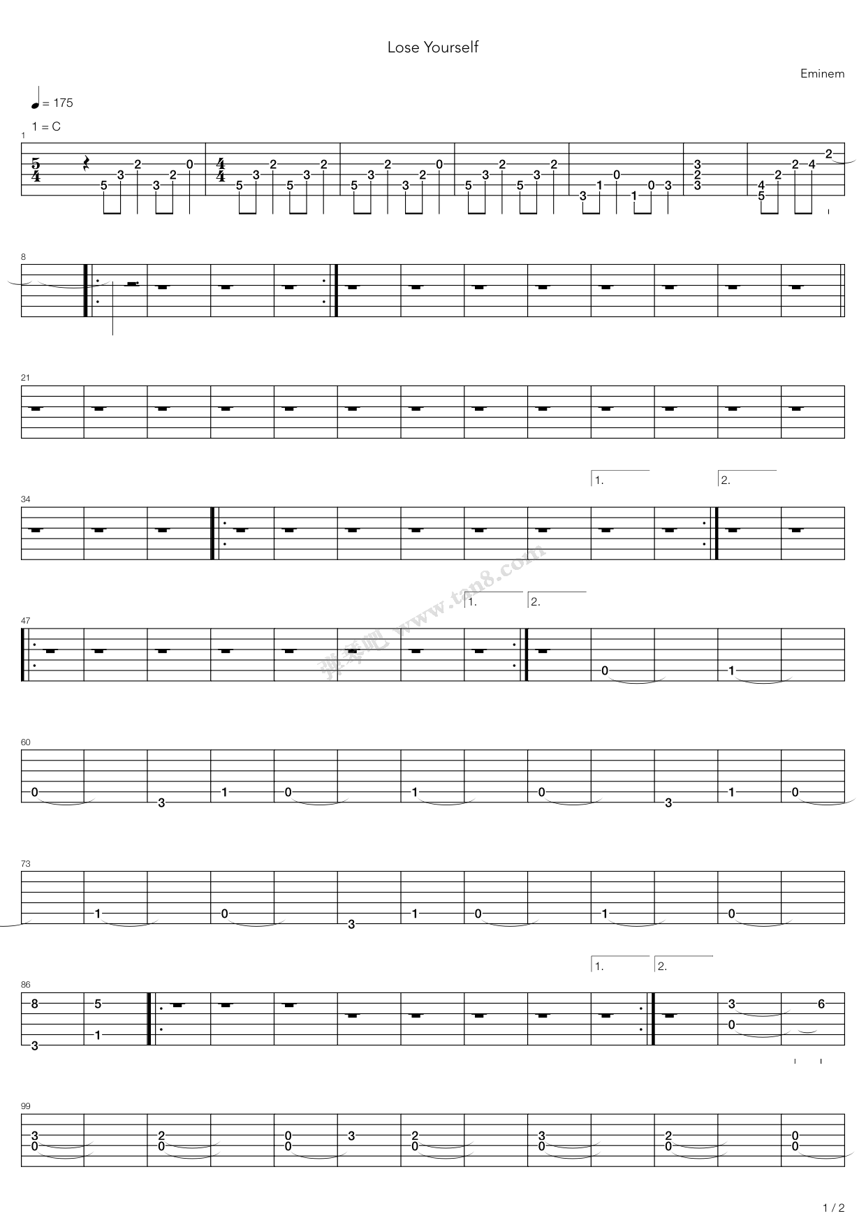 《lose yourself》,eminem(六线谱 吉他谱吉他谱 第11页