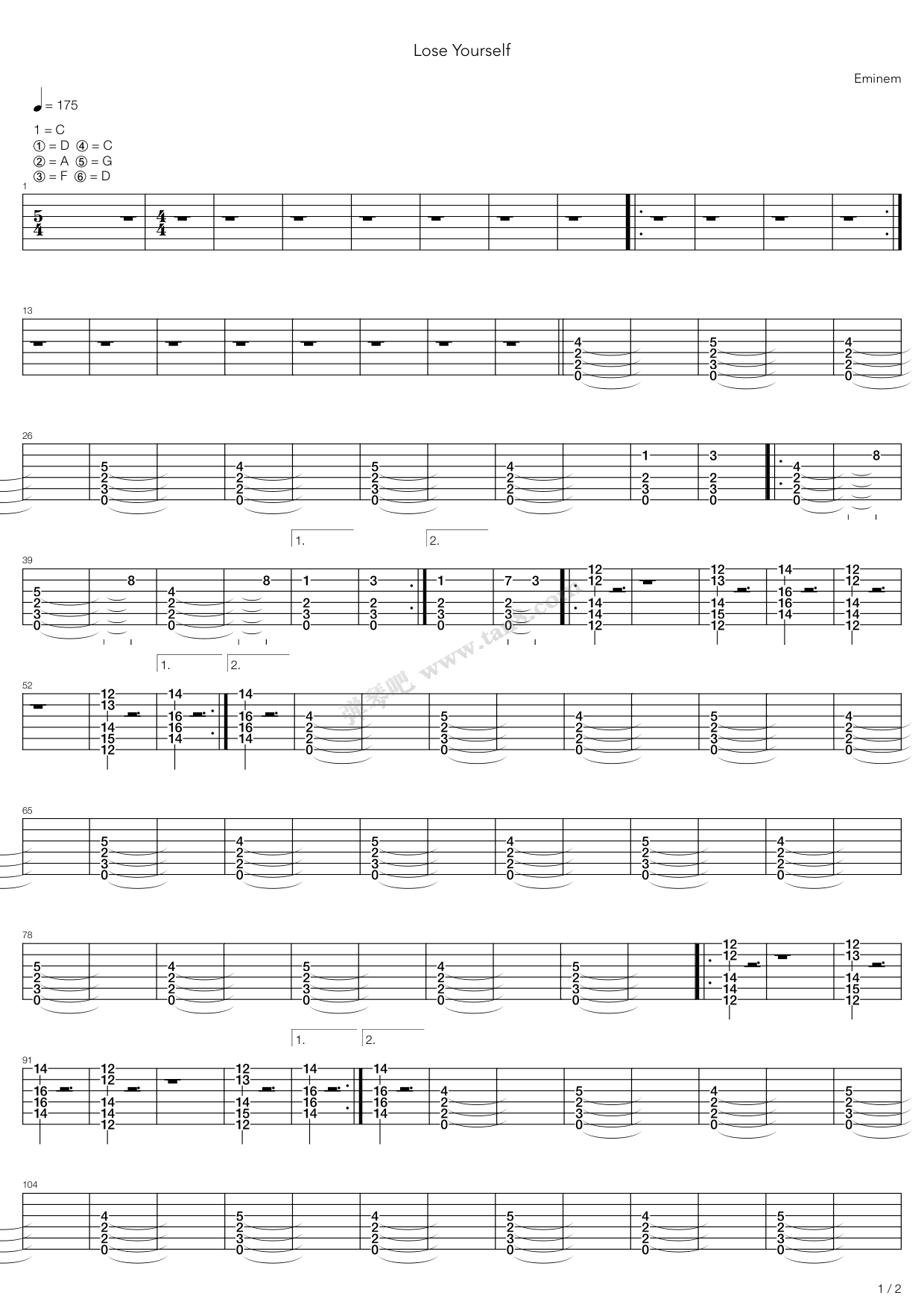 《lose yourself》,eminem(六线谱 吉他谱吉他谱 第7页