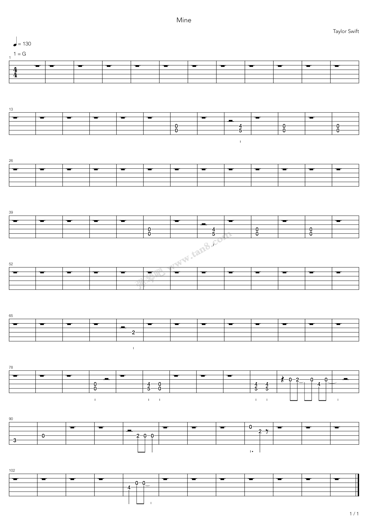 mine 吉他谱-虫虫吉他谱免费下载
