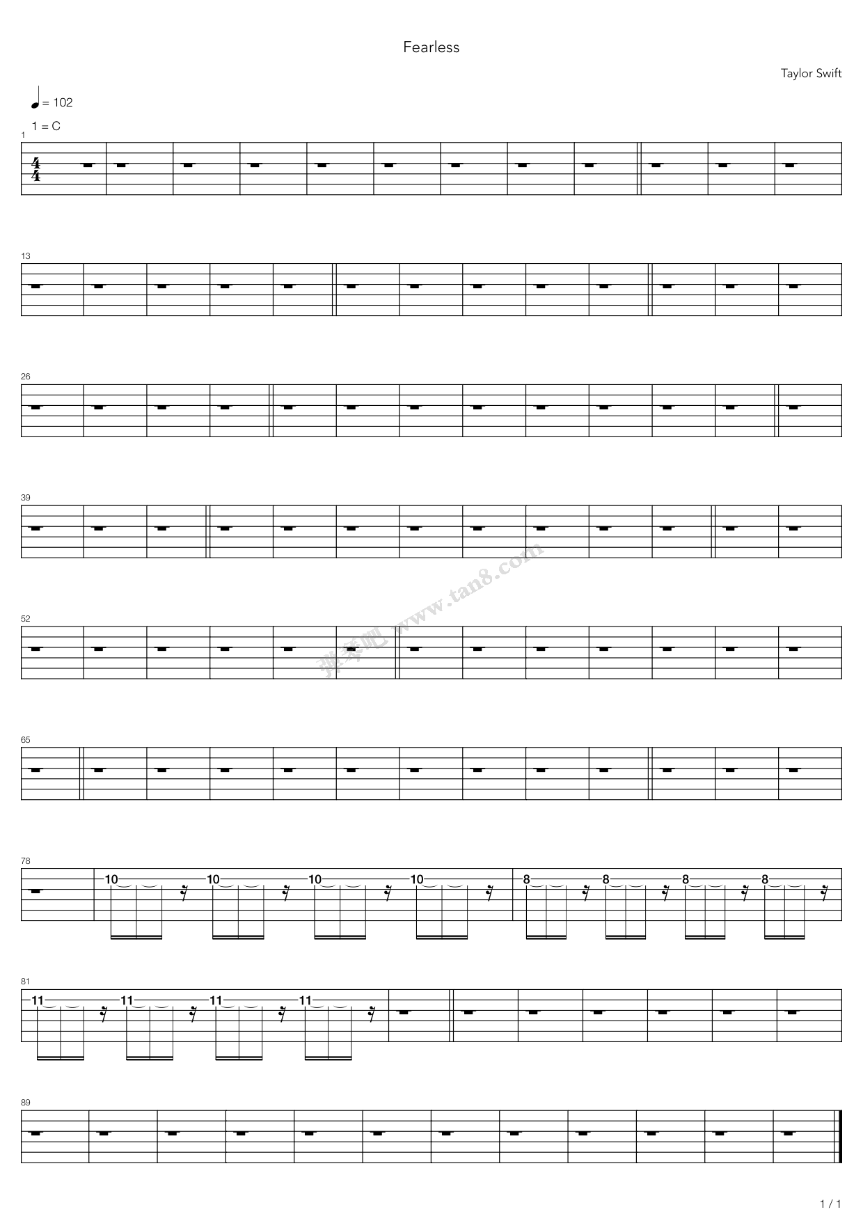 fearless 吉他谱-虫虫吉他谱免费下载