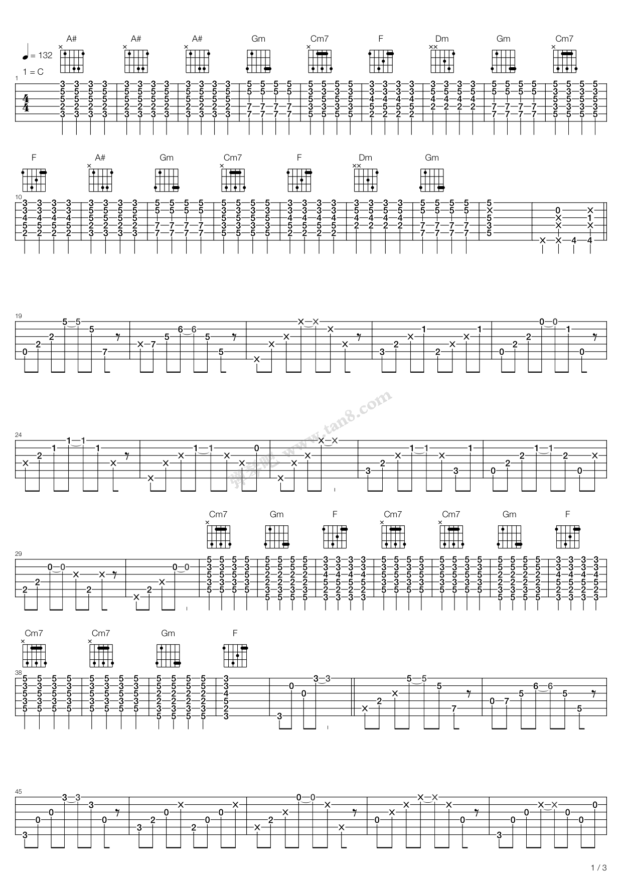 《lucky》,jason mraz(六线谱 吉他谱吉他谱 第1页