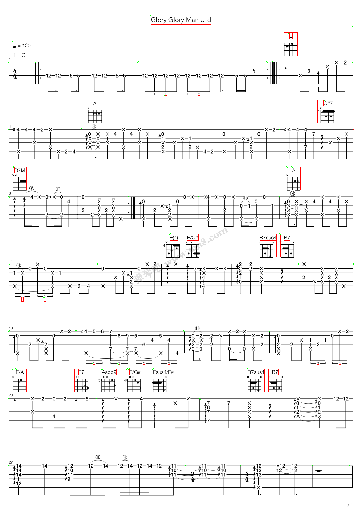 群星(六线谱 吉他谱吉他谱 第1页