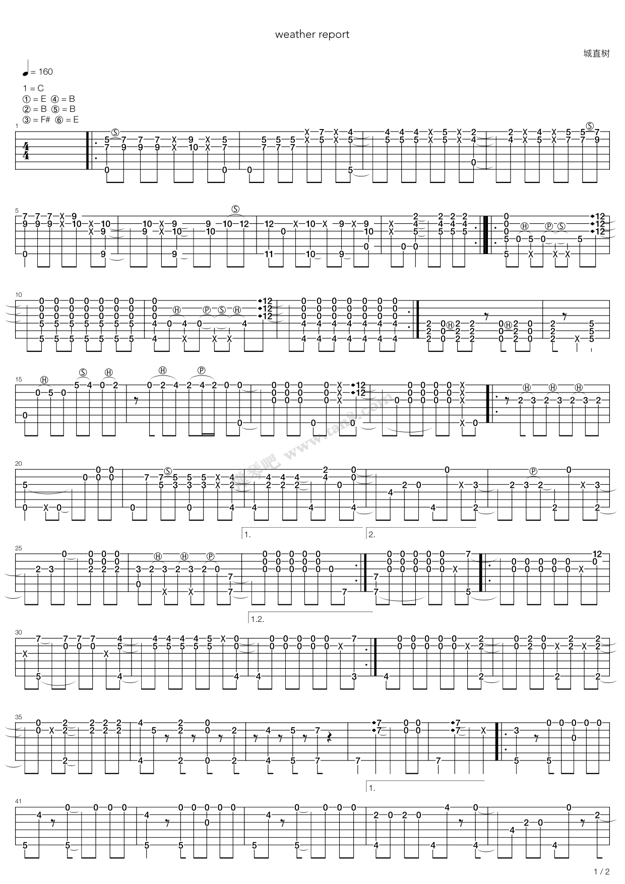 《weather report(天气预报)》,城直树(六线谱 吉他谱吉他谱 第1页