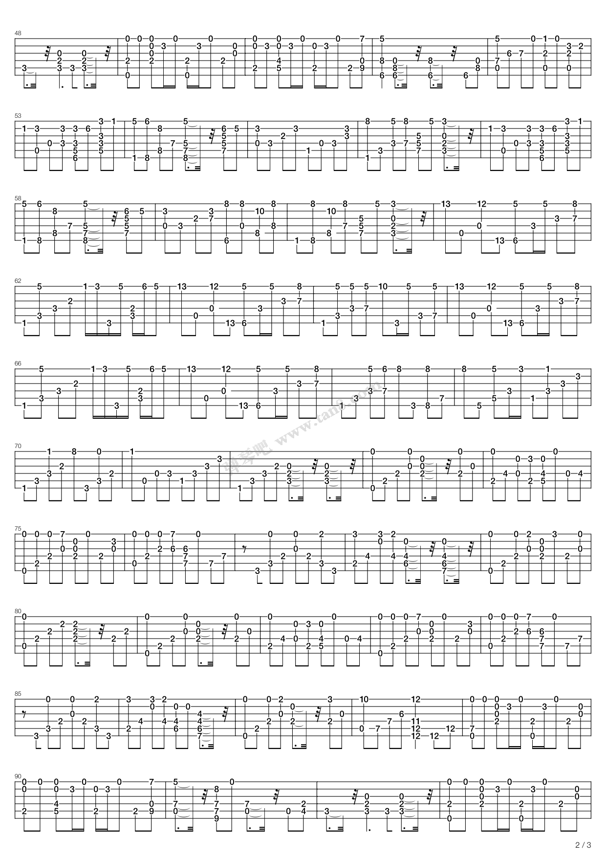 《beautiful world》,宇多田ヒカル(六线谱 吉他谱吉他谱 第2页