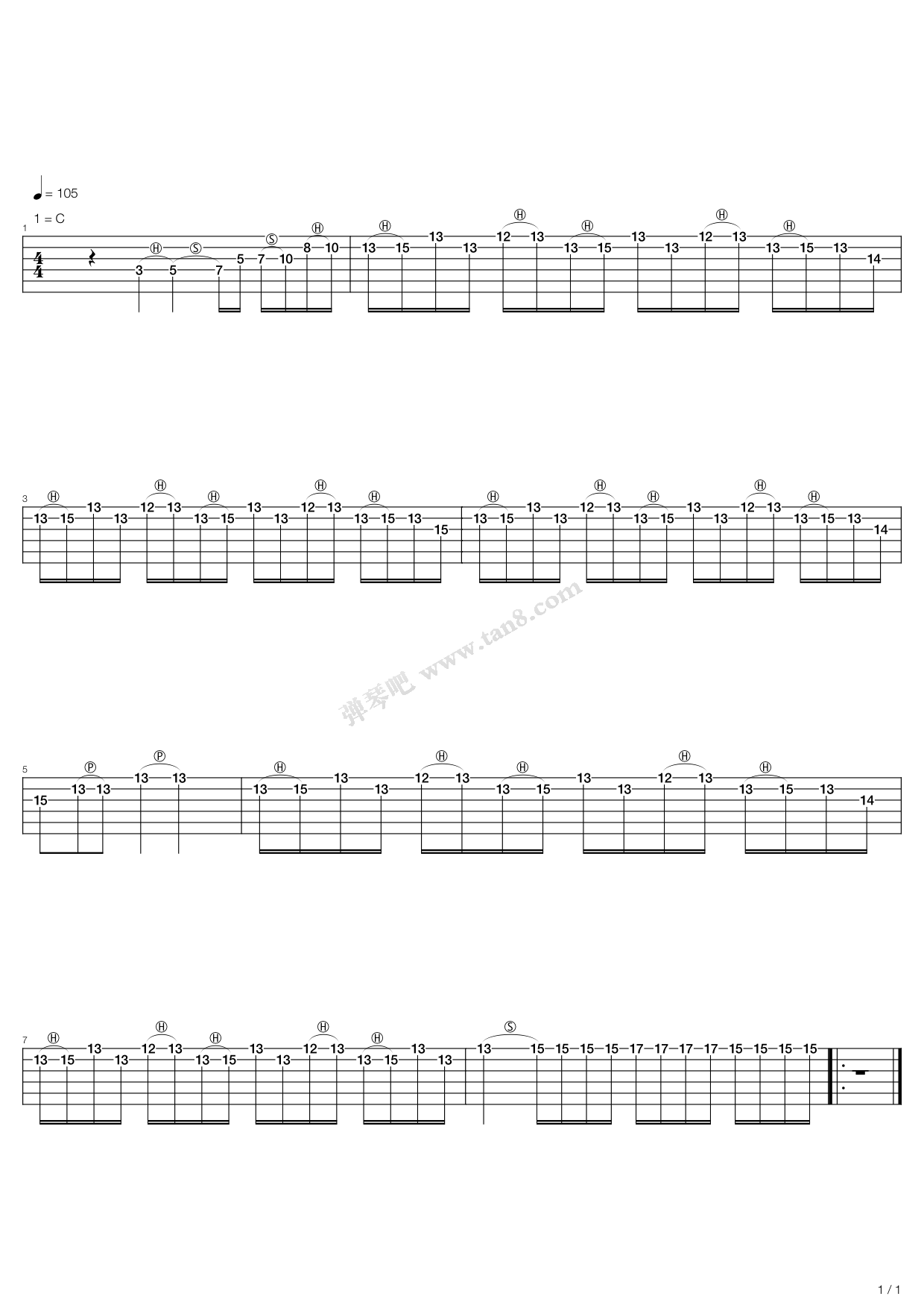 《单恋》,光良(六线谱 吉他谱吉他谱 第1页