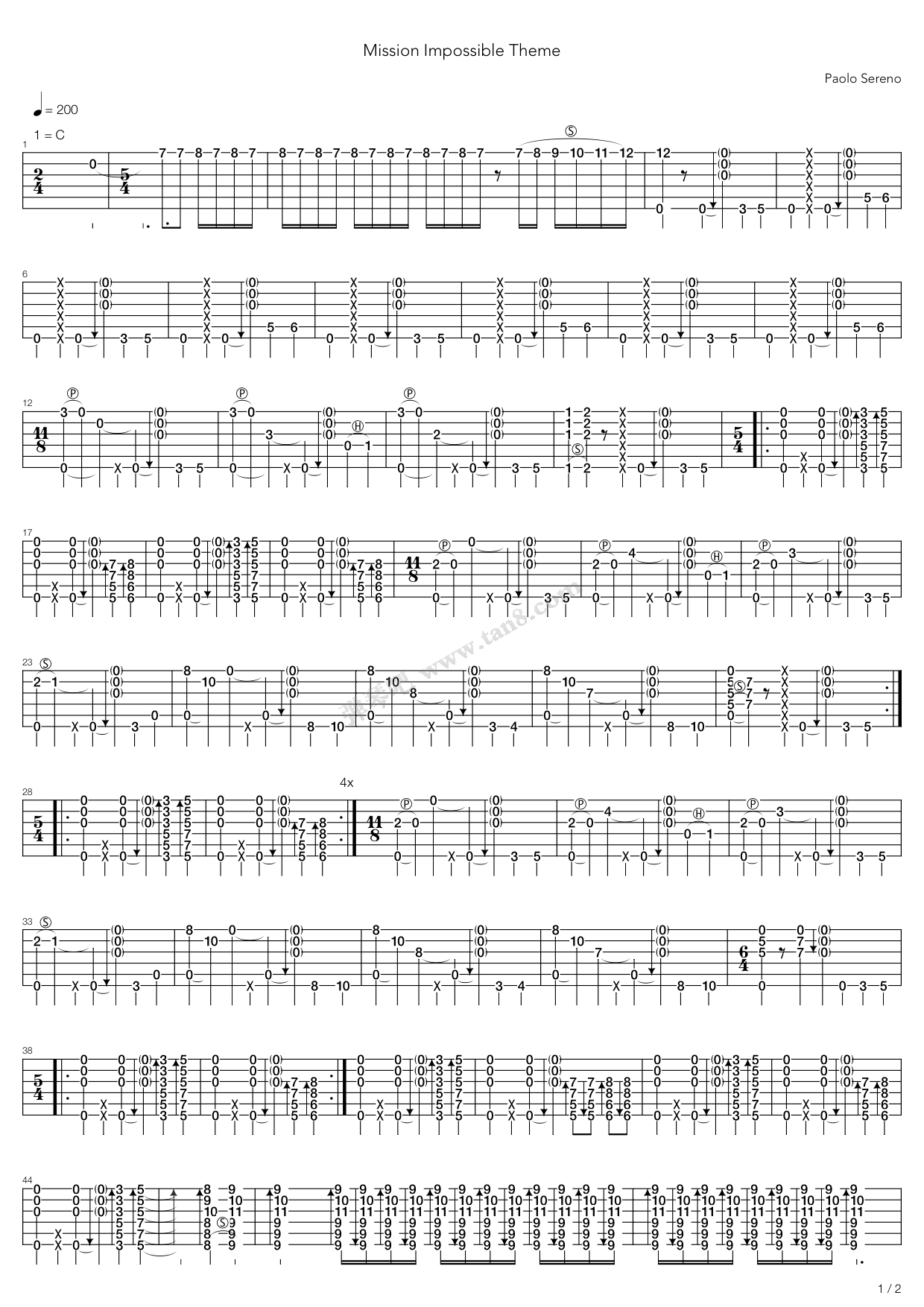 《mission impossible》,sandra bae(六线谱 吉他谱吉他谱 第1页