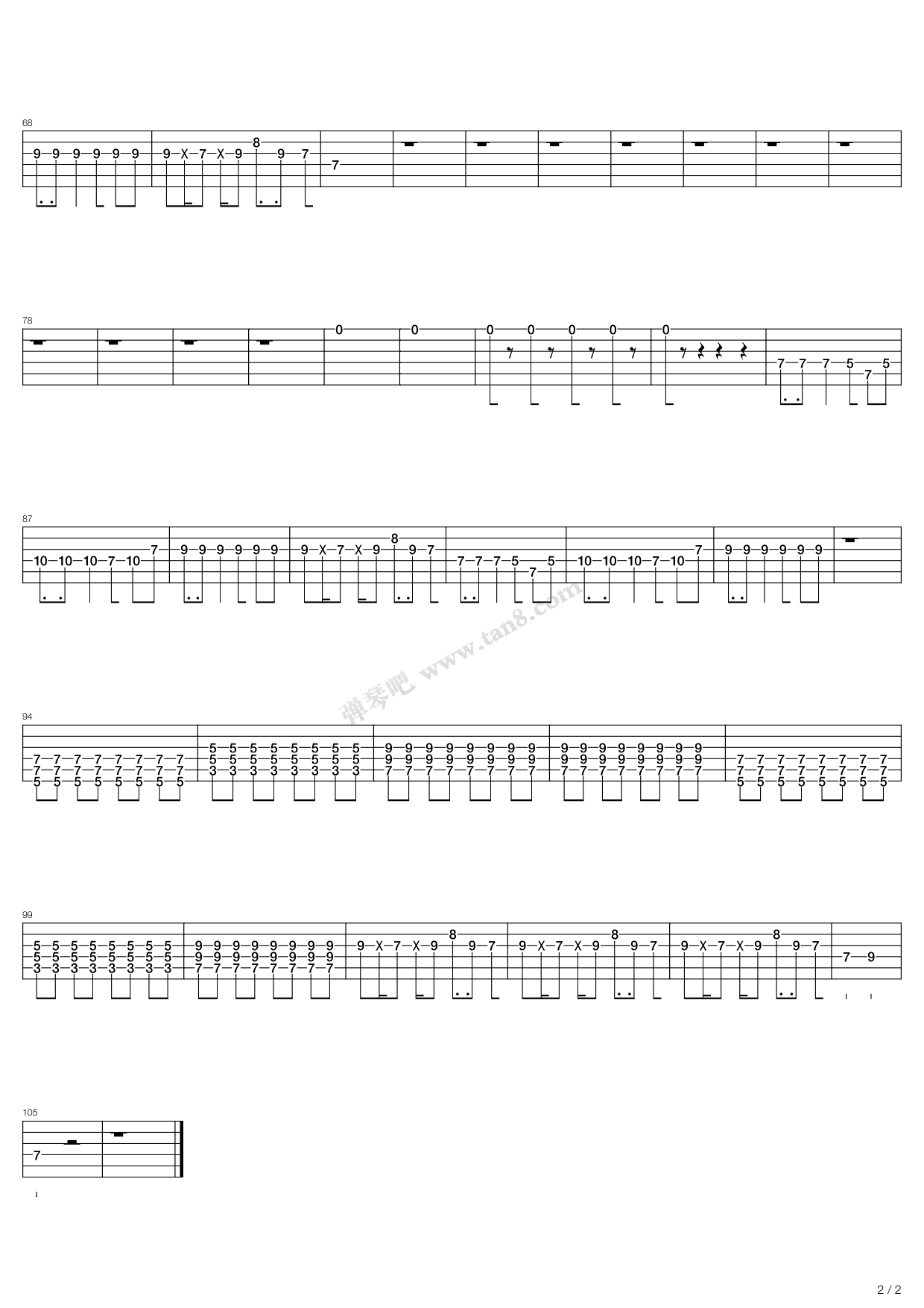 《cigarette smoker fiona》,arctic monkeys(六线谱 吉他谱吉他谱 第