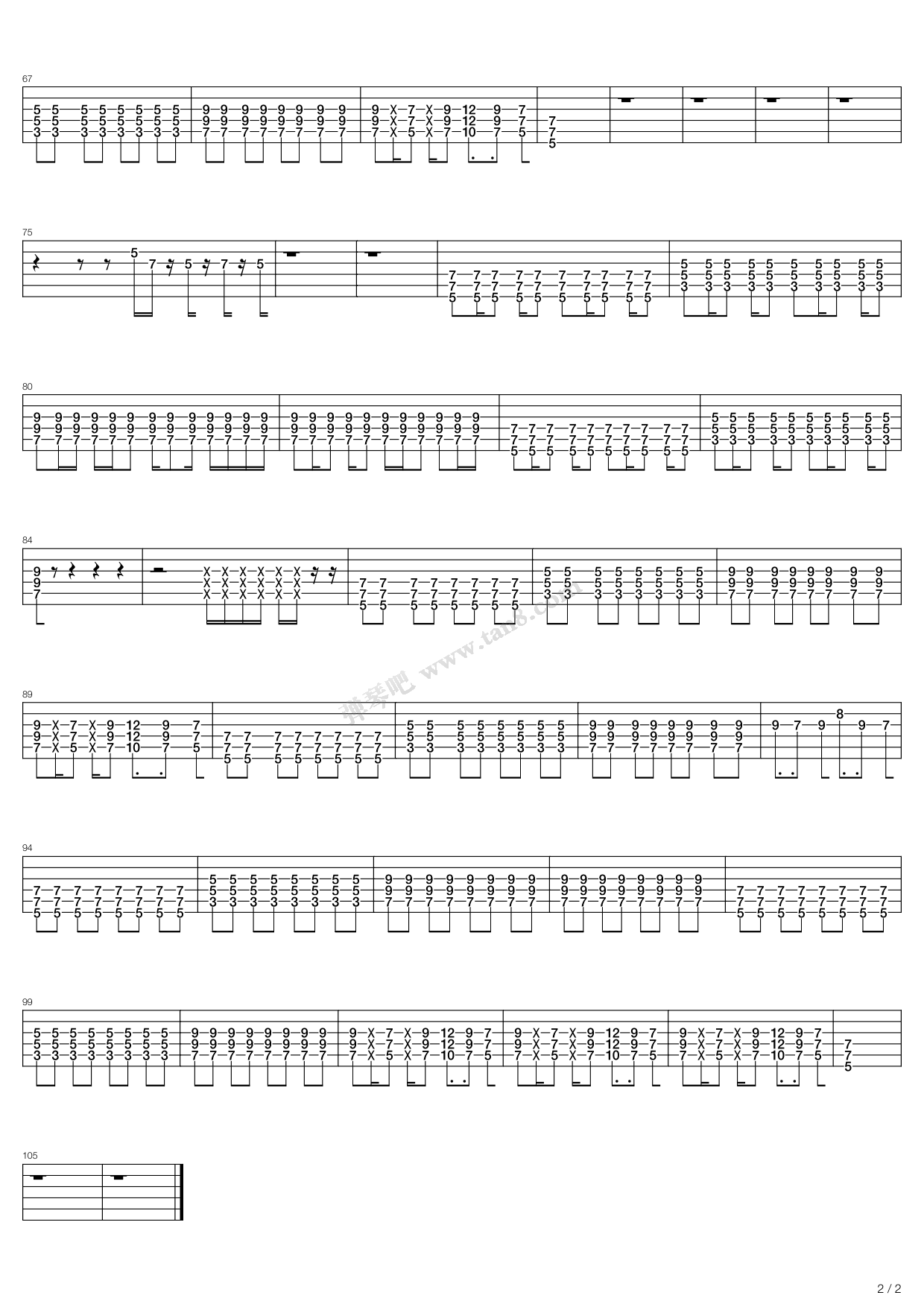 《cigarette smoker fiona》,arctic monkeys(六线谱 吉他谱吉他谱 第