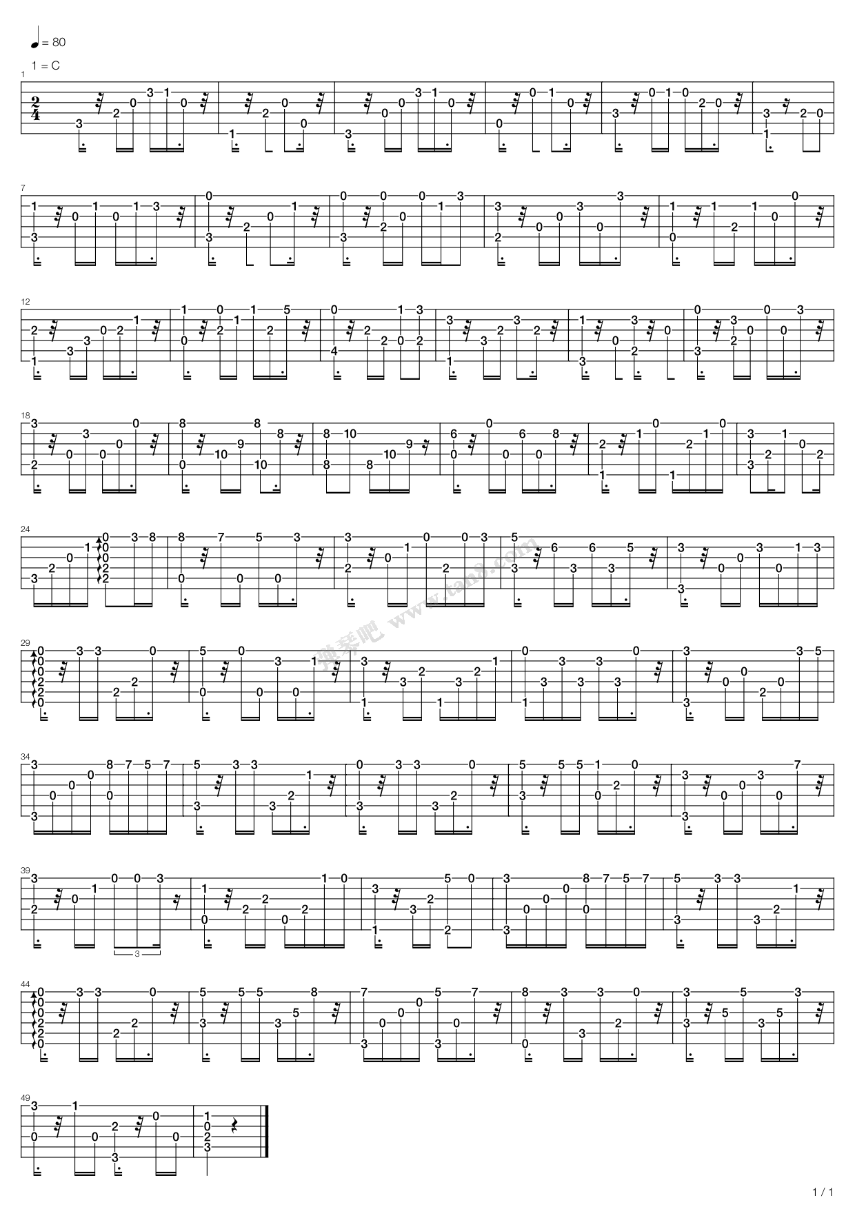 《下一站天后》,twins(六线谱 吉他谱吉他谱 第1页