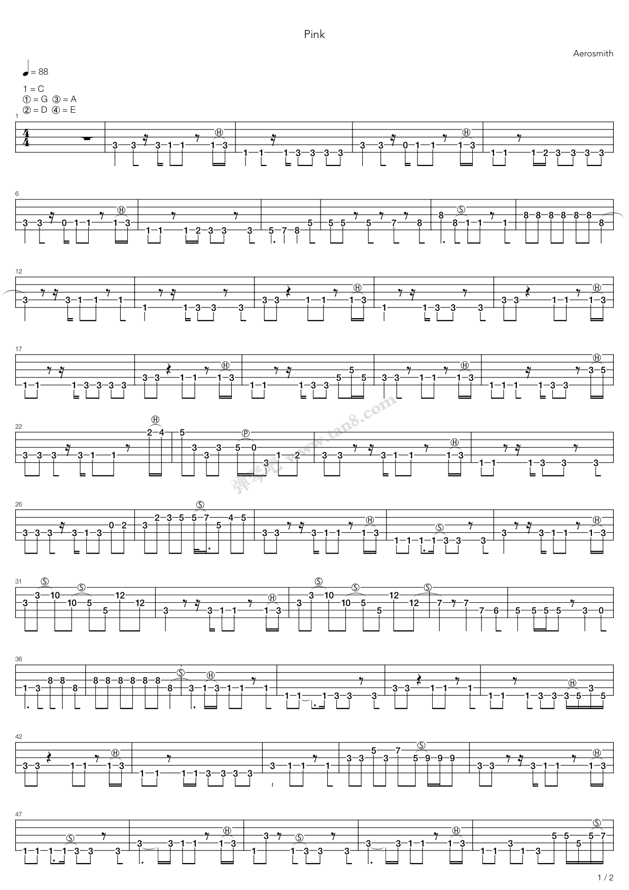 pink 吉他谱-虫虫吉他谱免费下载