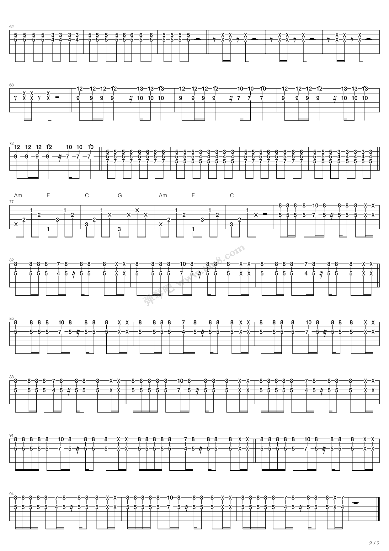 《whistle》,flo rida(六线谱 吉他谱吉他谱 第5页