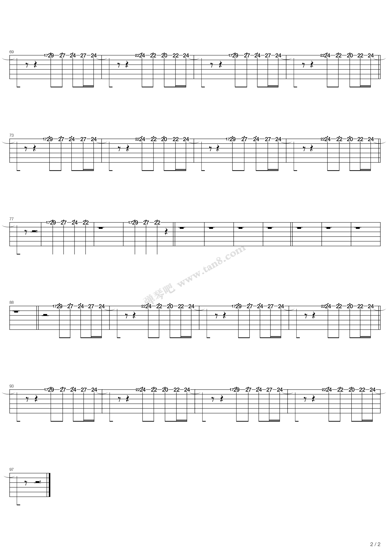 《whistle》,flo rida(六线谱 吉他谱吉他谱 第9页