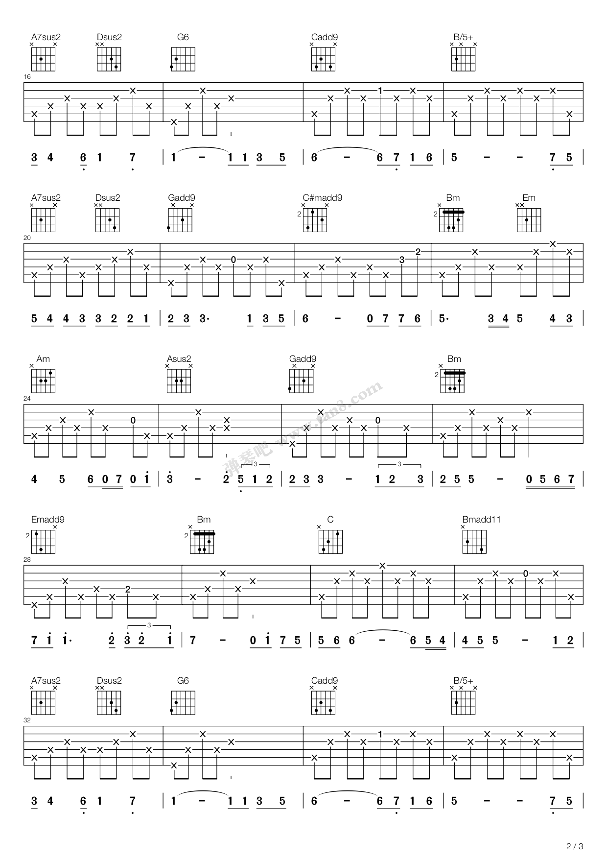 雨的印记kisstheraing调二重奏吉他谱