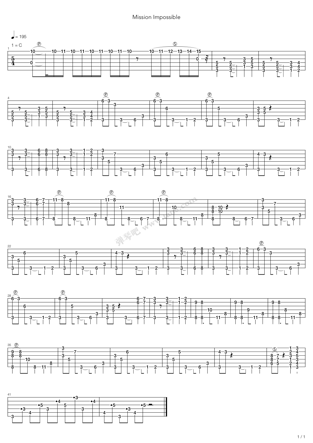 mission impossible(碟中谍) 吉他谱-虫虫吉他谱免费下载