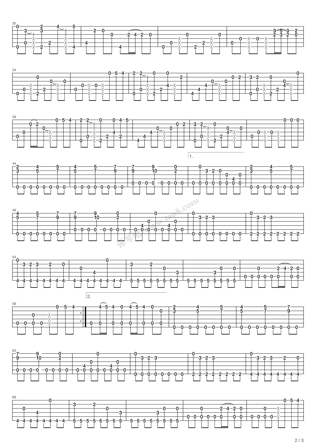 《time travel(指弹,岸部真明)》,岸部真明(六线谱 吉他谱吉他谱 第2
