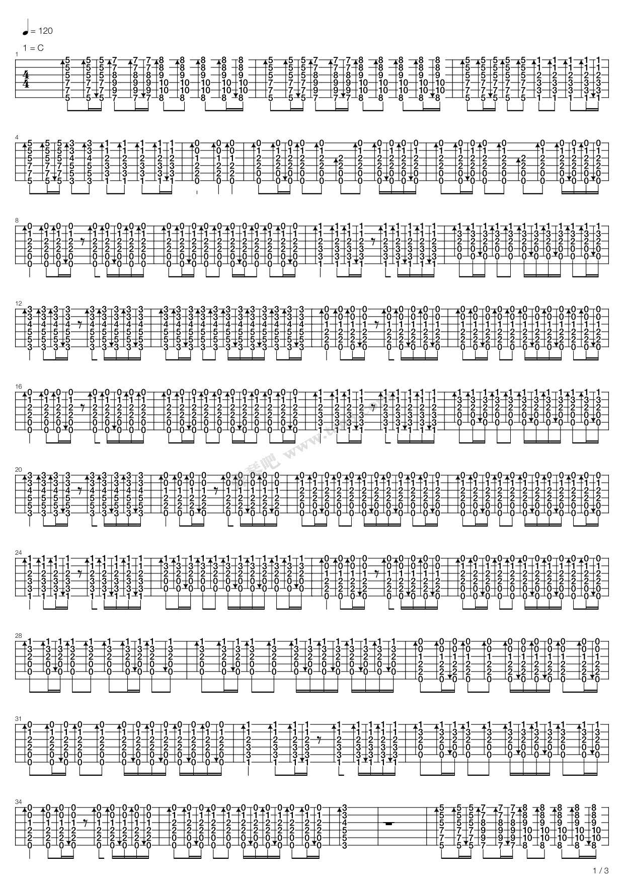 《当那枫叶红(枫叶红了)》,费玉清(六线谱 吉他谱吉他谱 第1页