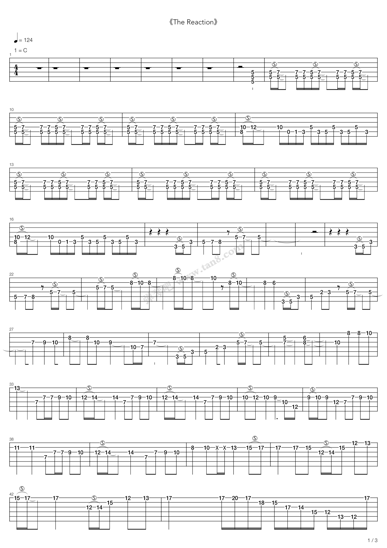 《the reaction》,marco sfogli(六线谱 吉他谱吉他谱 第1页