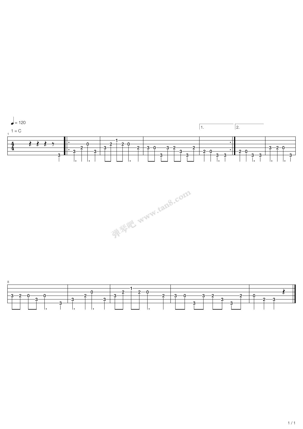 《快乐的农夫》,群星(六线谱 吉他谱吉他谱 第1页