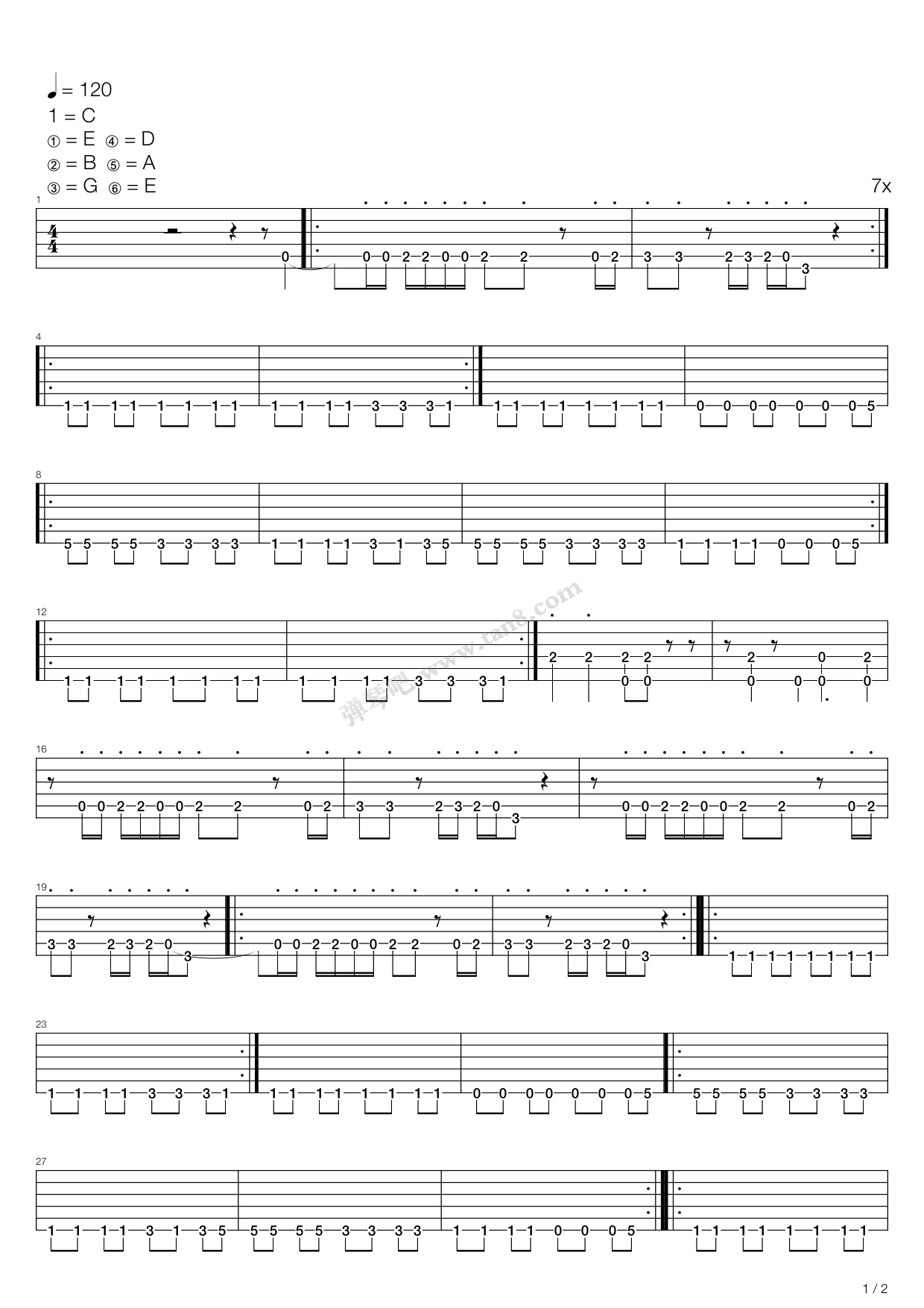 《smooth criminal》,michael jackson(六线谱 吉他谱吉他谱 第1页