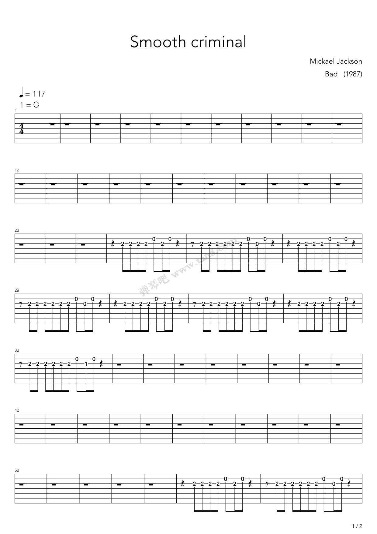 《smooth criminal》,michael jackson(六线谱 吉他谱吉他谱 第22页