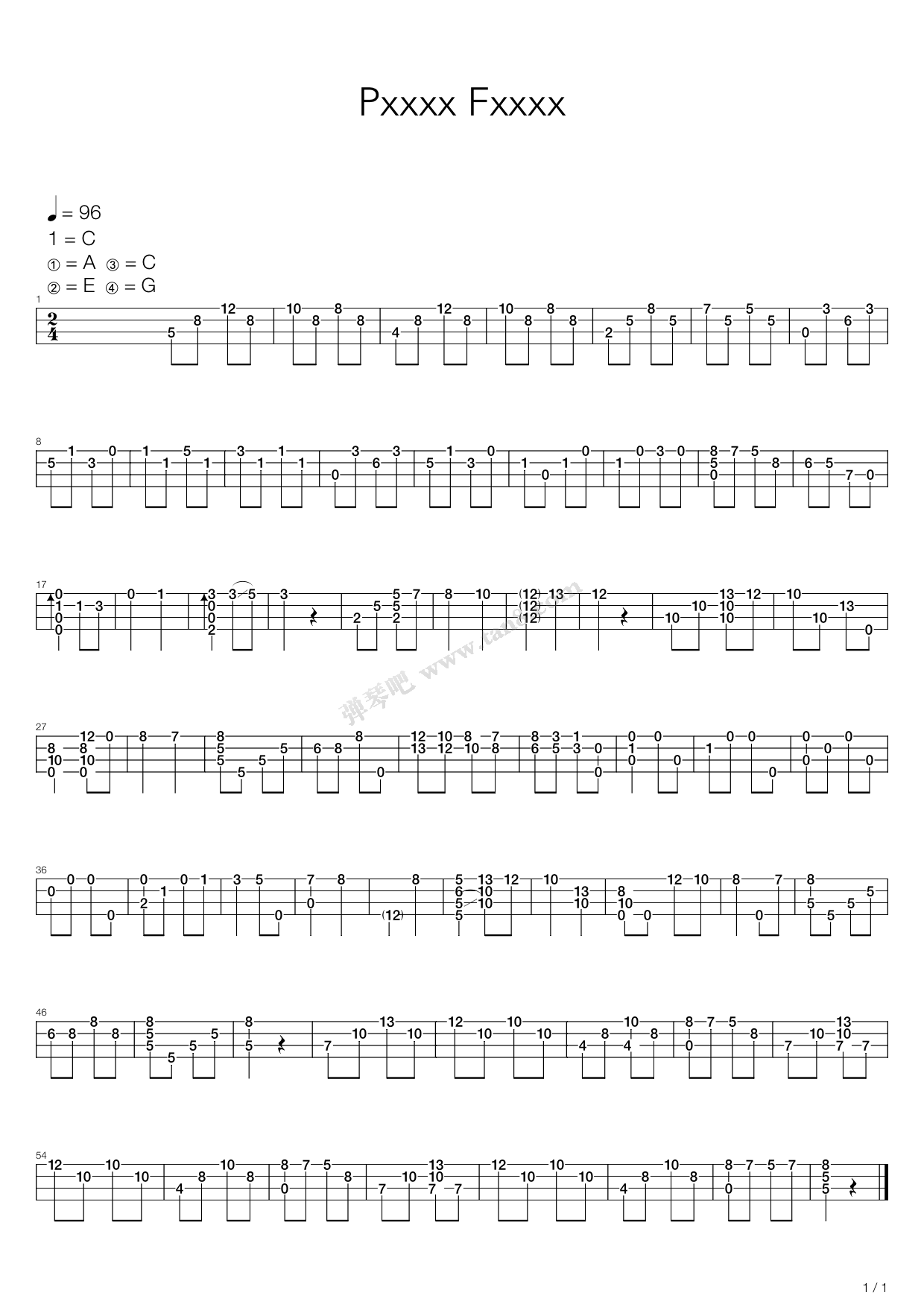 《pxxxx fxxxx》,群星(六线谱 吉他谱吉他谱 第1页