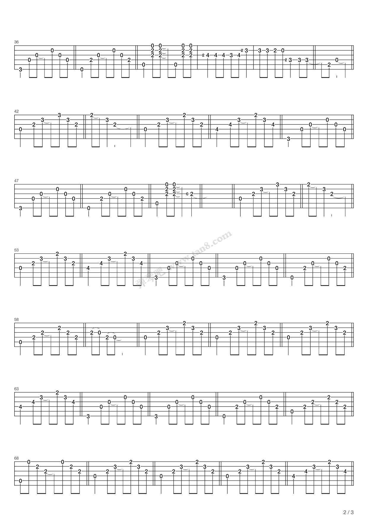 《不会说话的爱情》,周云蓬(六线谱 吉他谱吉他谱 第2页